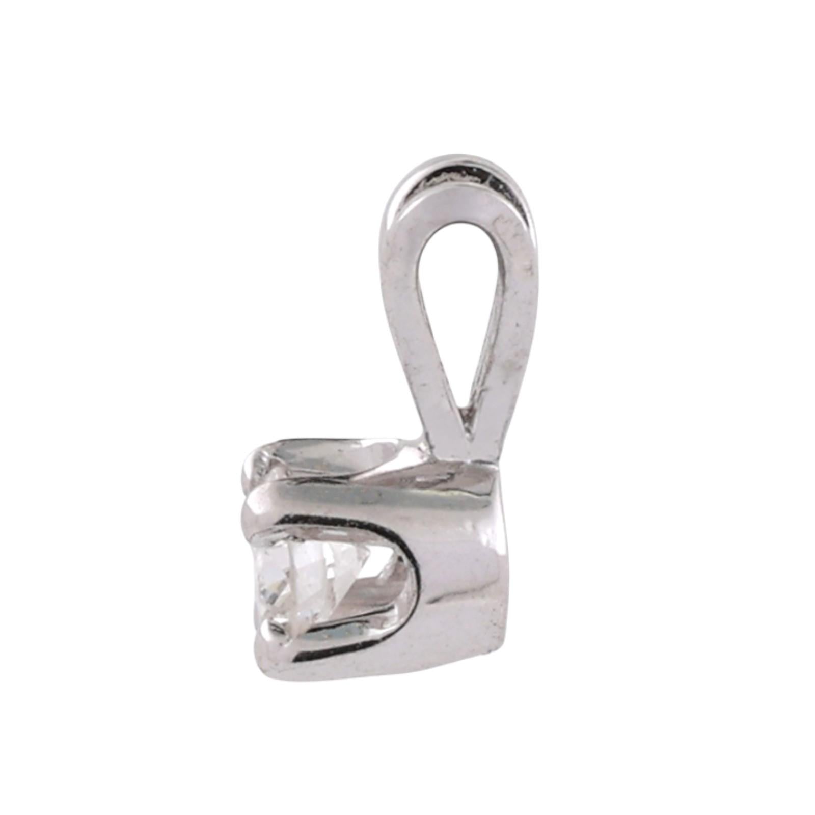 NEW Round Diamond Solitaire Pendant 14K White Gold 0.13 CT 4-Prong Set 0.33"