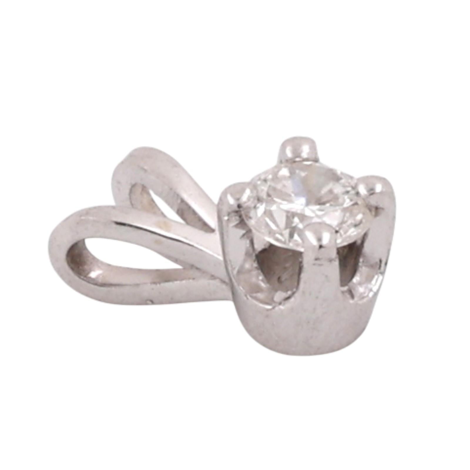 NEW Round Diamond Solitaire Pendant 14K White Gold 0.13 CT 4-Prong Set 0.33"