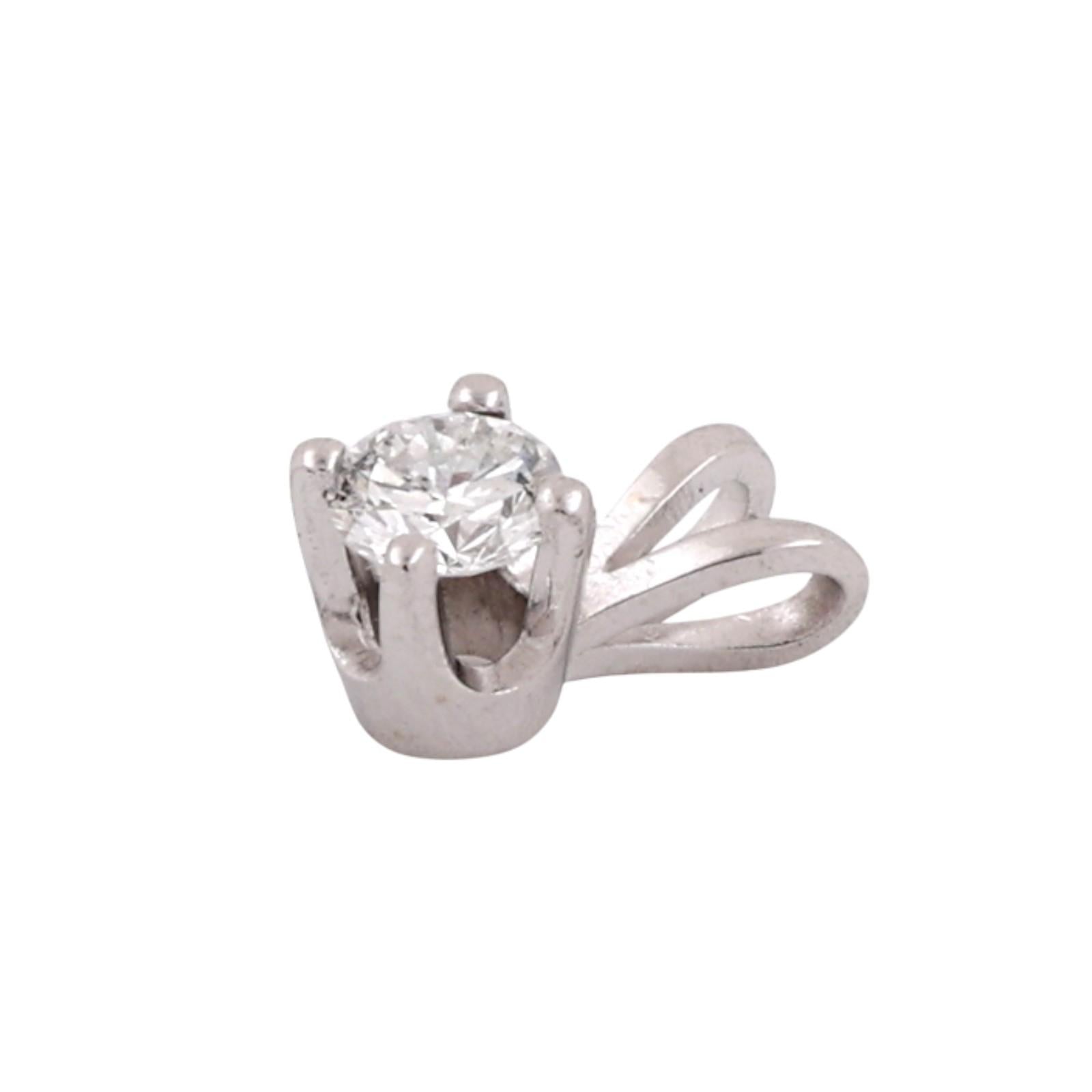 NEW Round Diamond Solitaire Pendant 14K White Gold 0.18 CT 4-Prong Set 0.32"