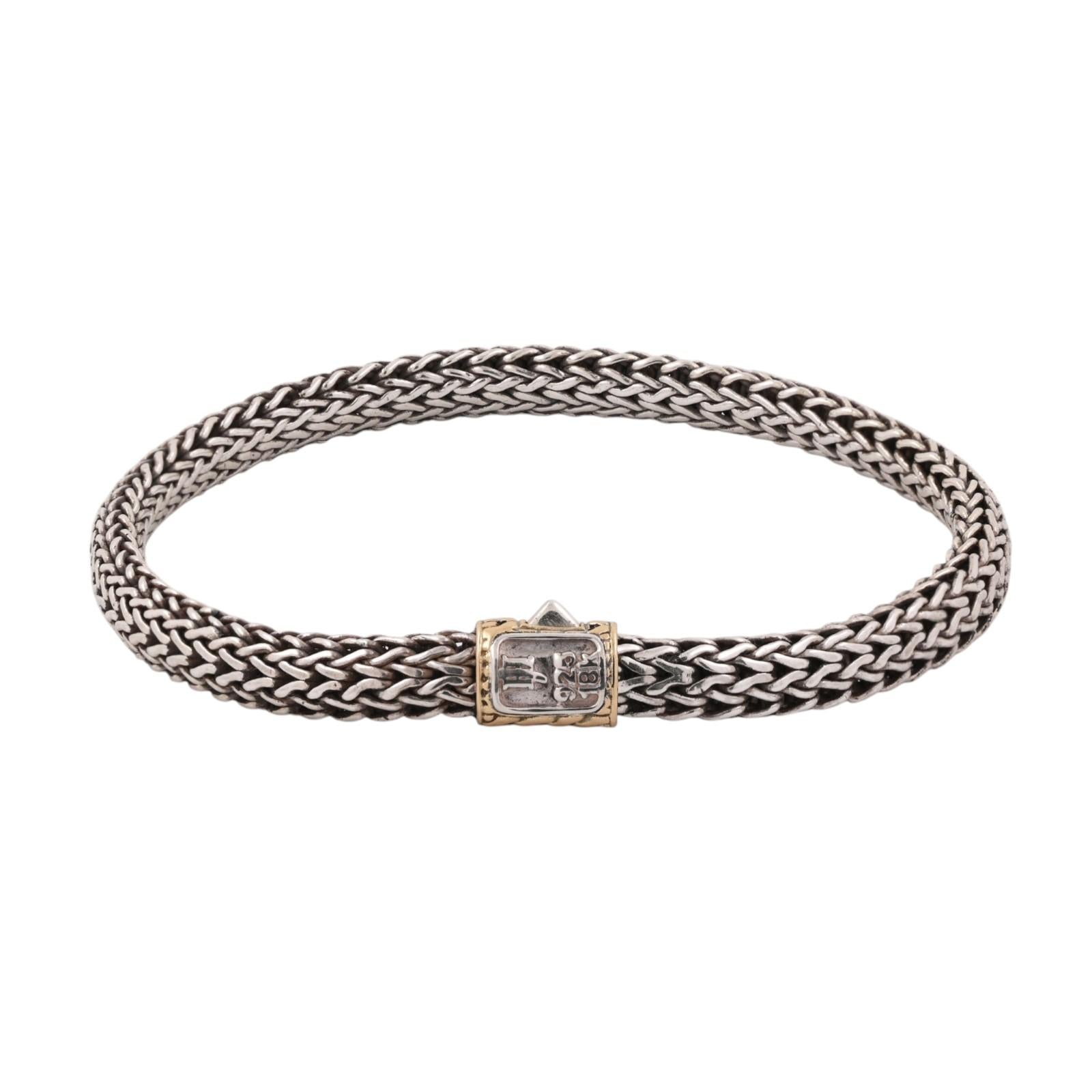 John Hardy Icon Classic Bracelet Sterling Silver 18K Yellow Gold 8.5"