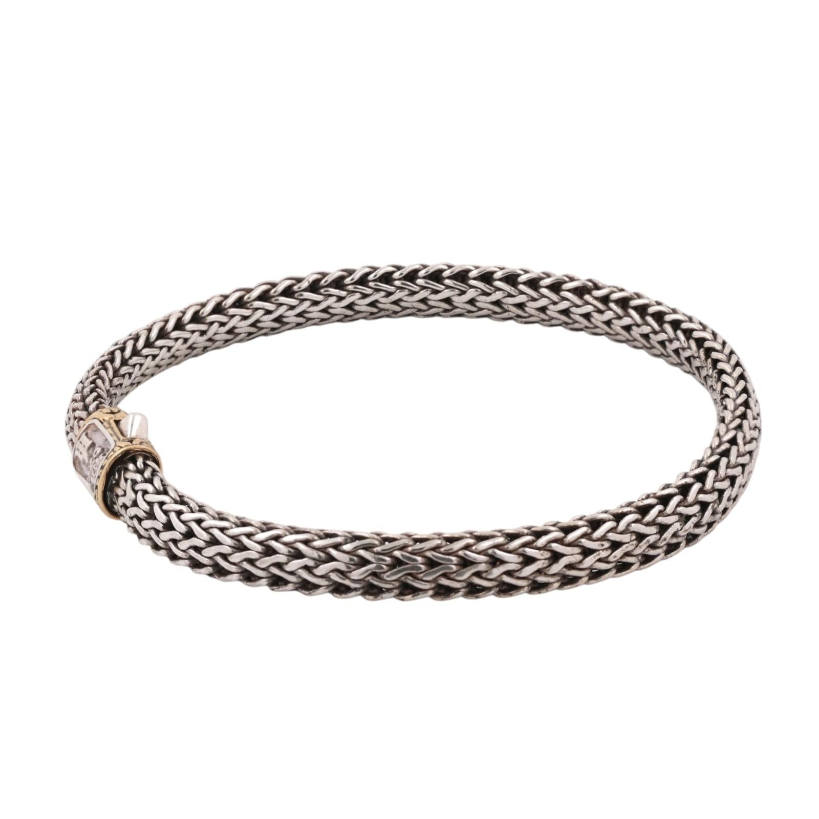 John Hardy Icon Classic Bracelet Sterling Silver 18K Yellow Gold 8.5"