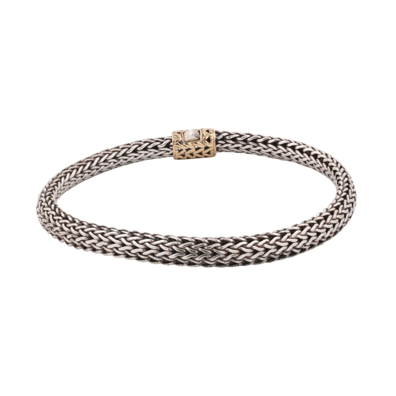 John Hardy Icon Classic Bracelet Sterling Silver 18K Yellow Gold 8.5"