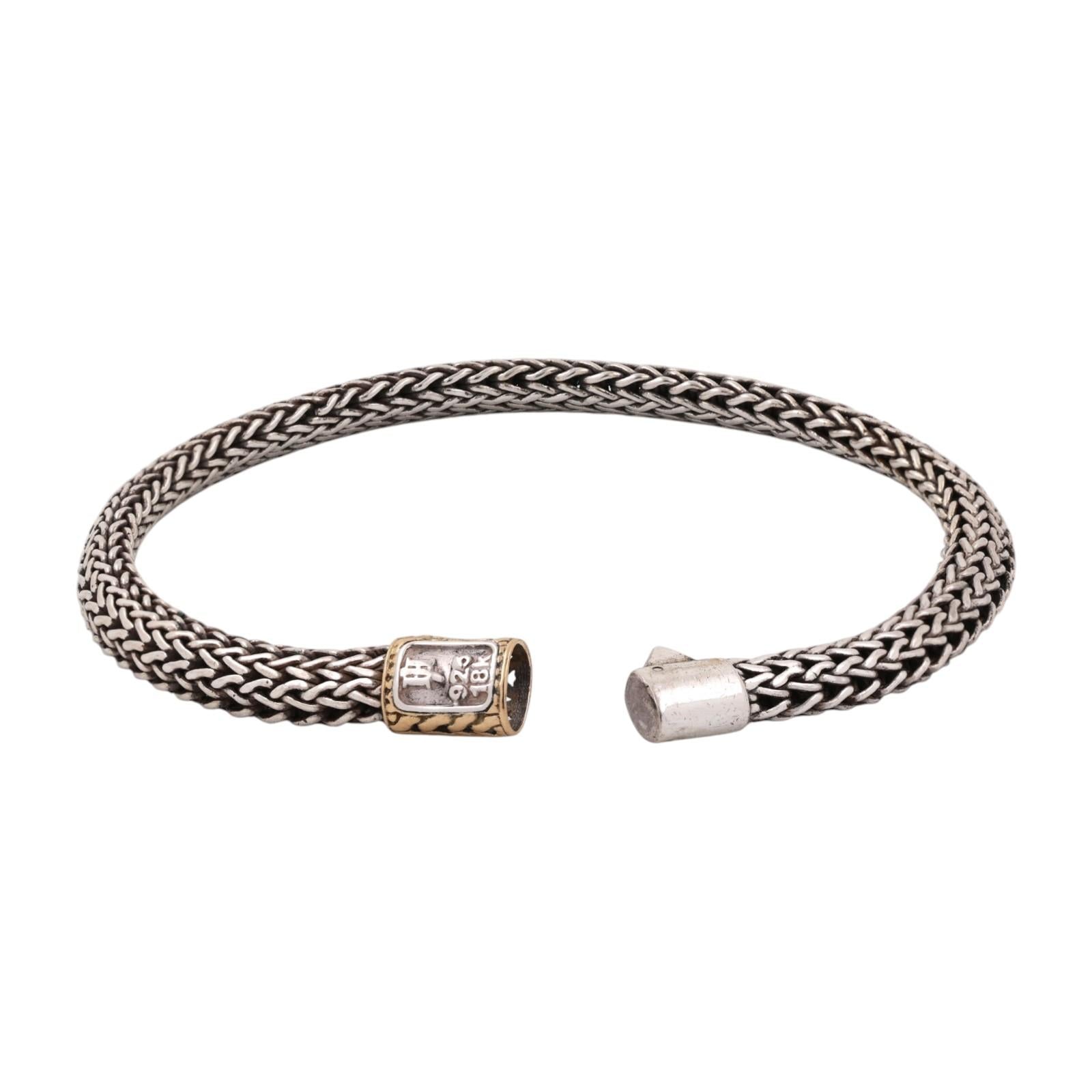 John Hardy Icon Classic Bracelet Sterling Silver 18K Yellow Gold 8.5"