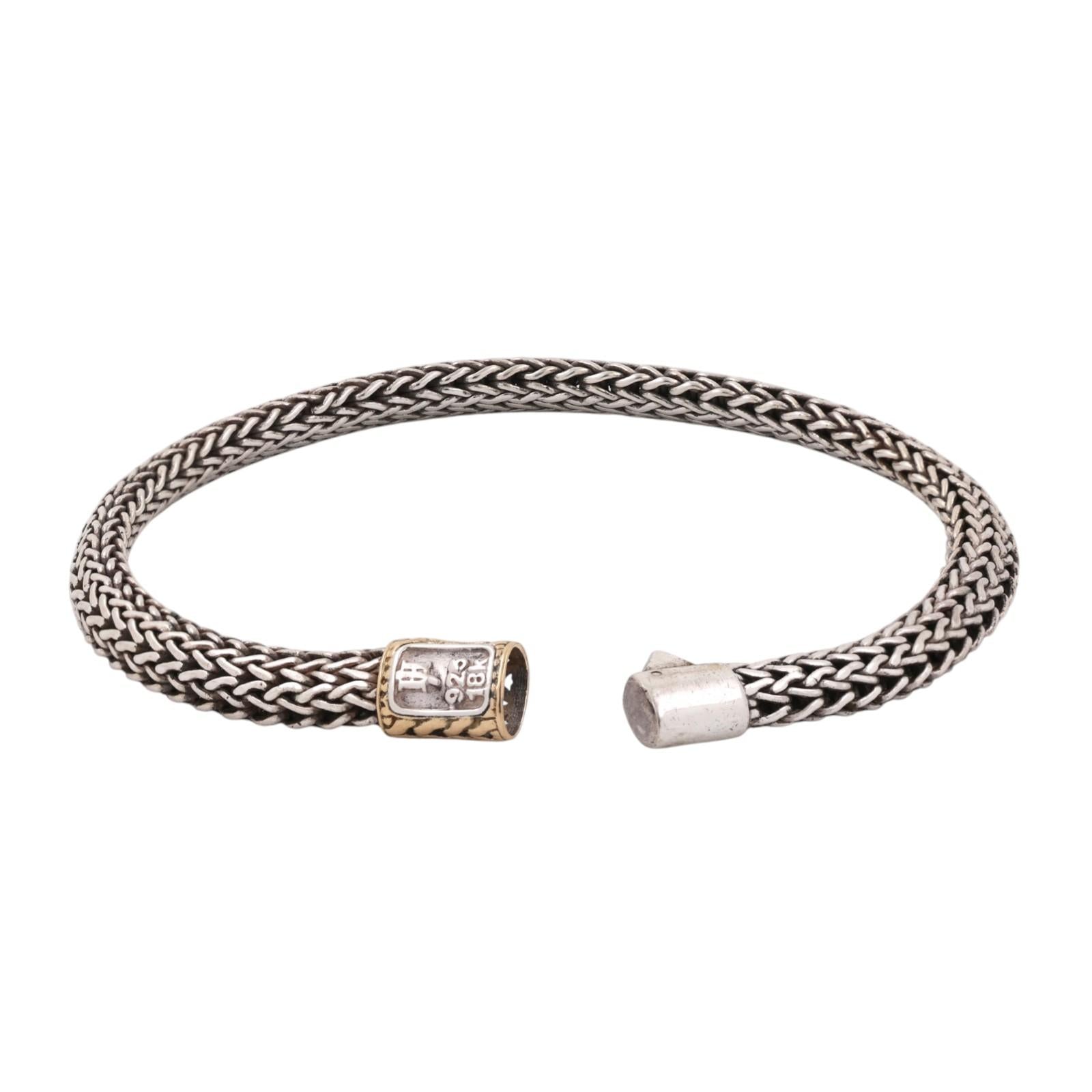 John Hardy Icon Classic Bracelet Sterling Silver 18K Yellow Gold 8.5"