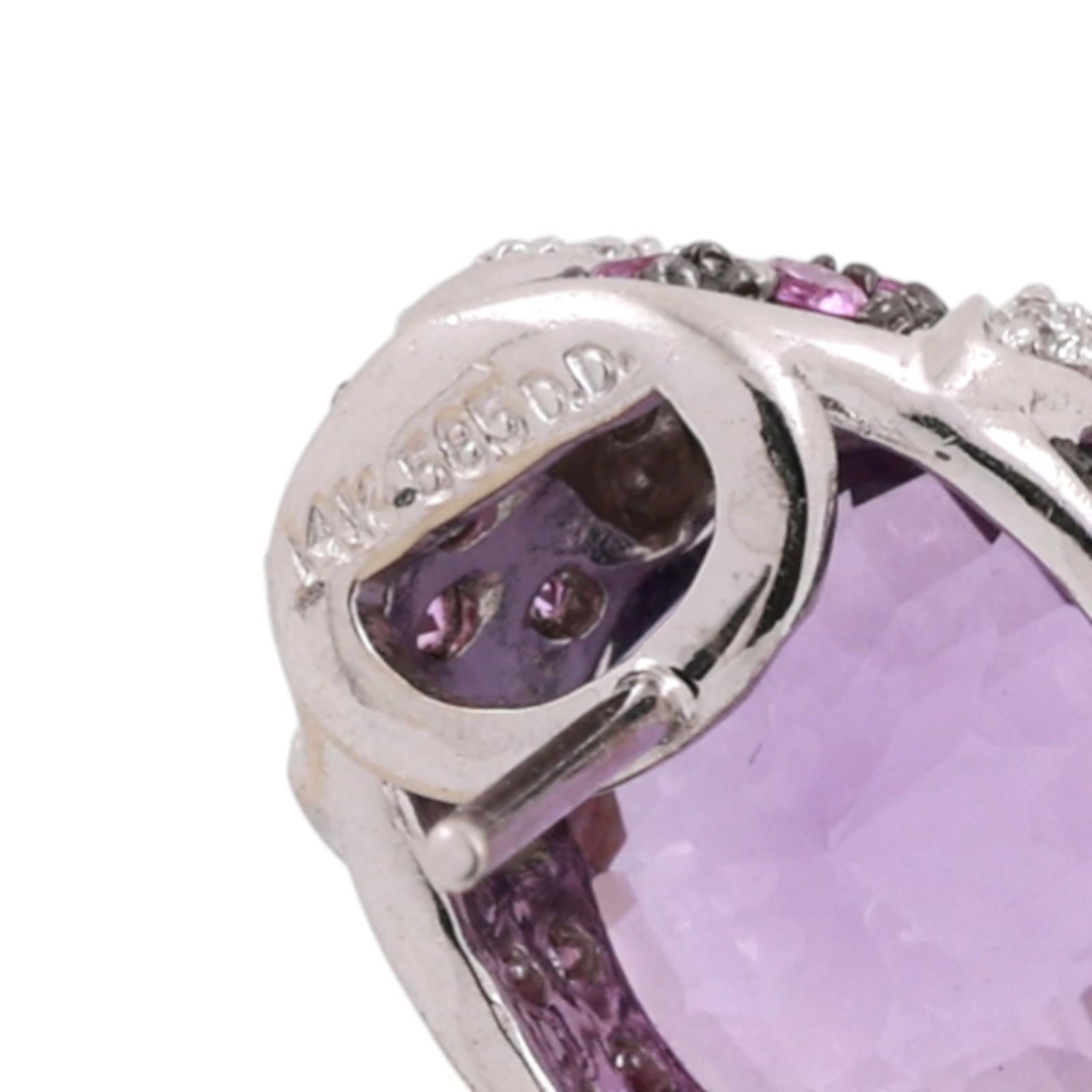 Pink Sapphire Amethyst Diamond Earrings 14K White Gold 9.00 CTW 0.47" Ladies