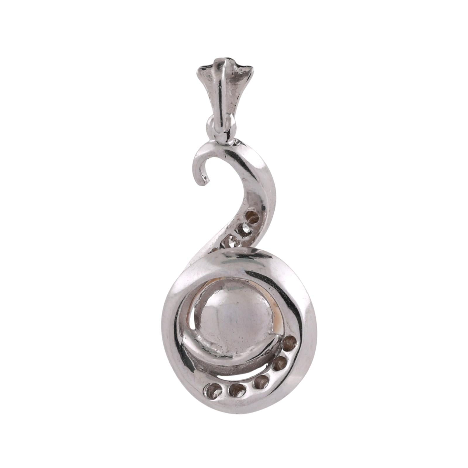 14K White Gold Akoya Pearl Diamond Pendant Natural Pearl Estate