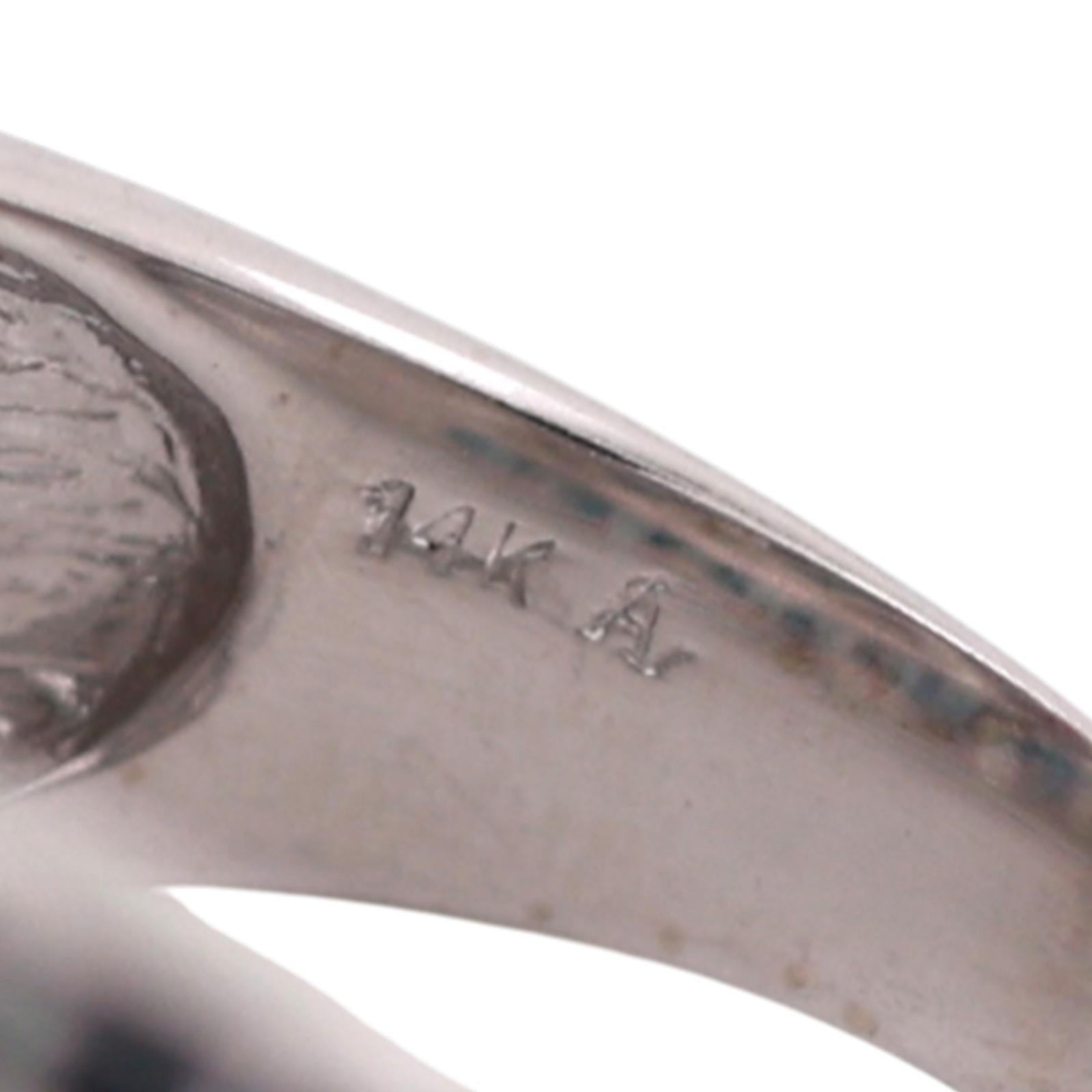 Sapphire Diamond Wide Band Ring 14K White Gold 1.46 CTW Size 8 Ladies Estate