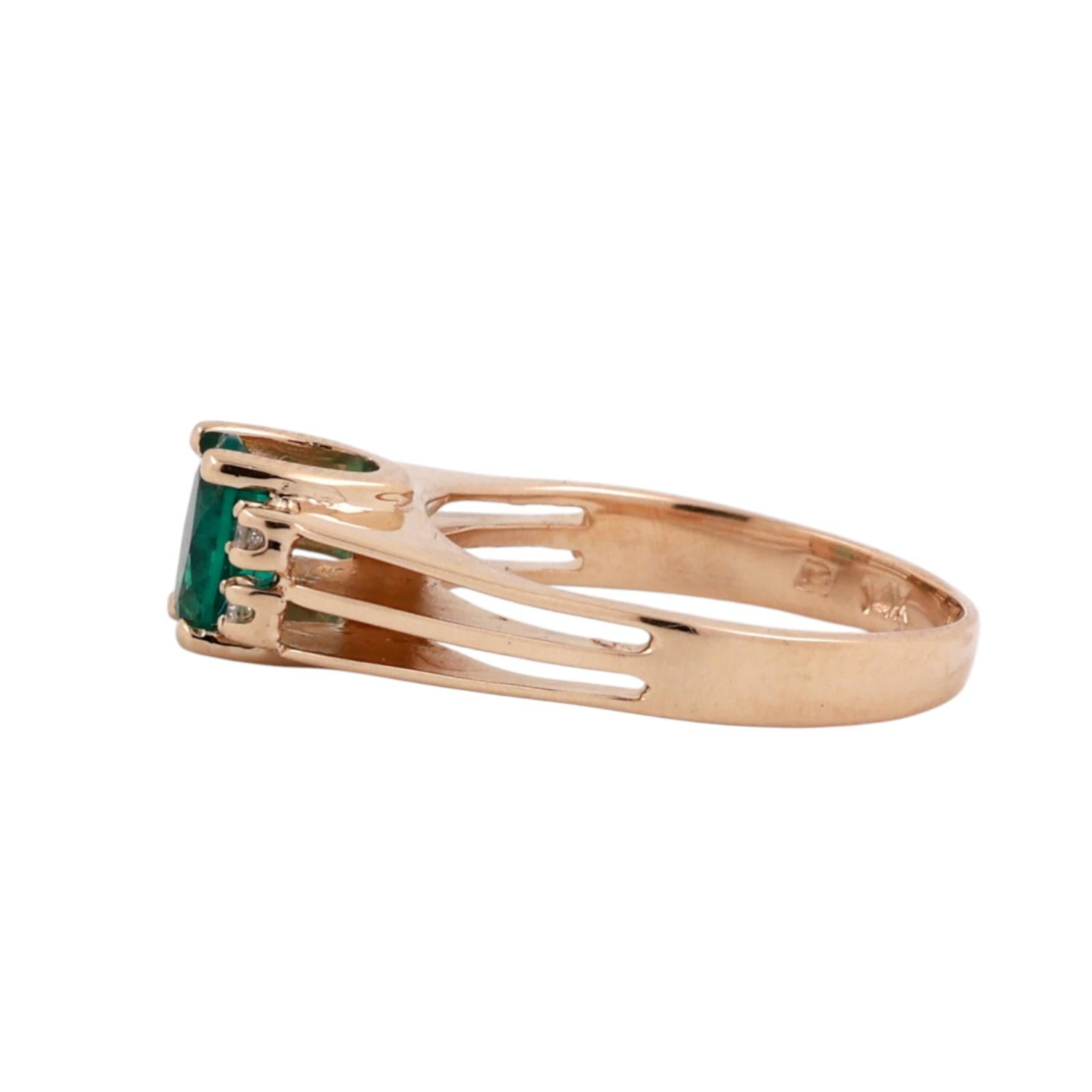 Emerald Diamond Cocktail Ring 14K Yellow Gold 0.86 CTW Lab Grown Size 7 Estate