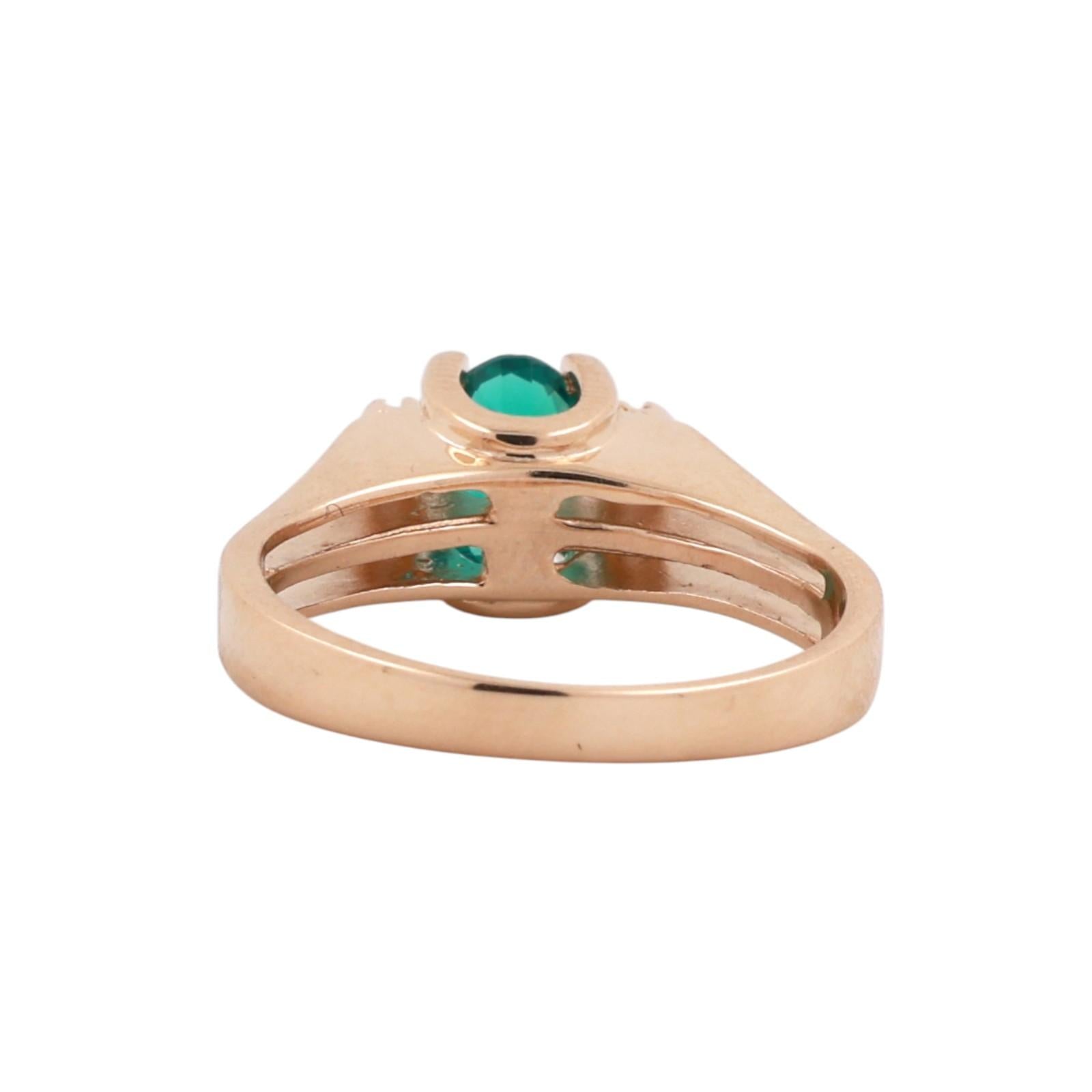 Emerald Diamond Cocktail Ring 14K Yellow Gold 0.86 CTW Lab Grown Size 7 Estate