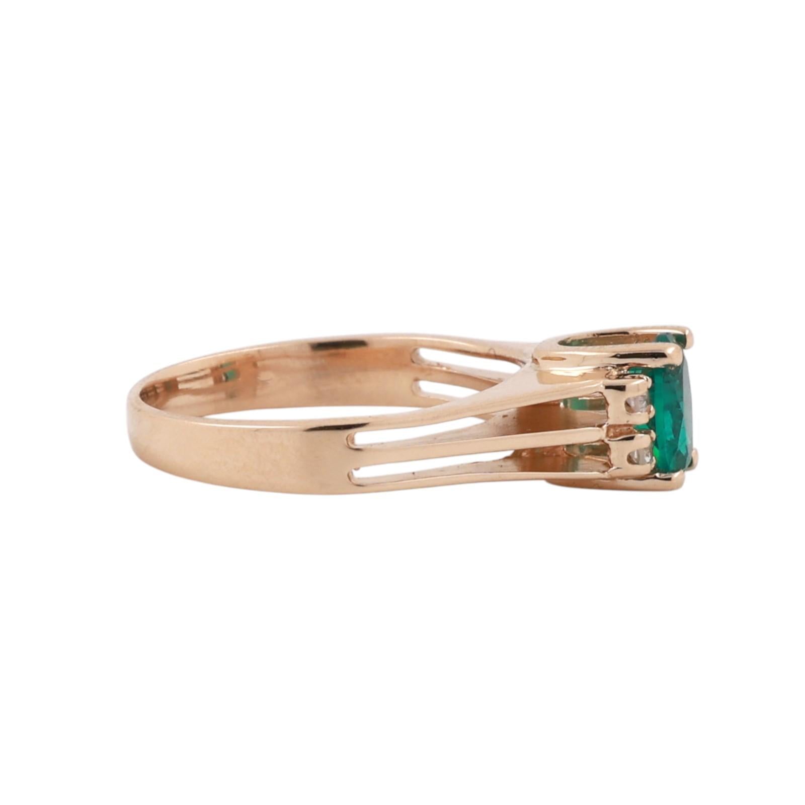 Emerald Diamond Cocktail Ring 14K Yellow Gold 0.86 CTW Lab Grown Size 7 Estate