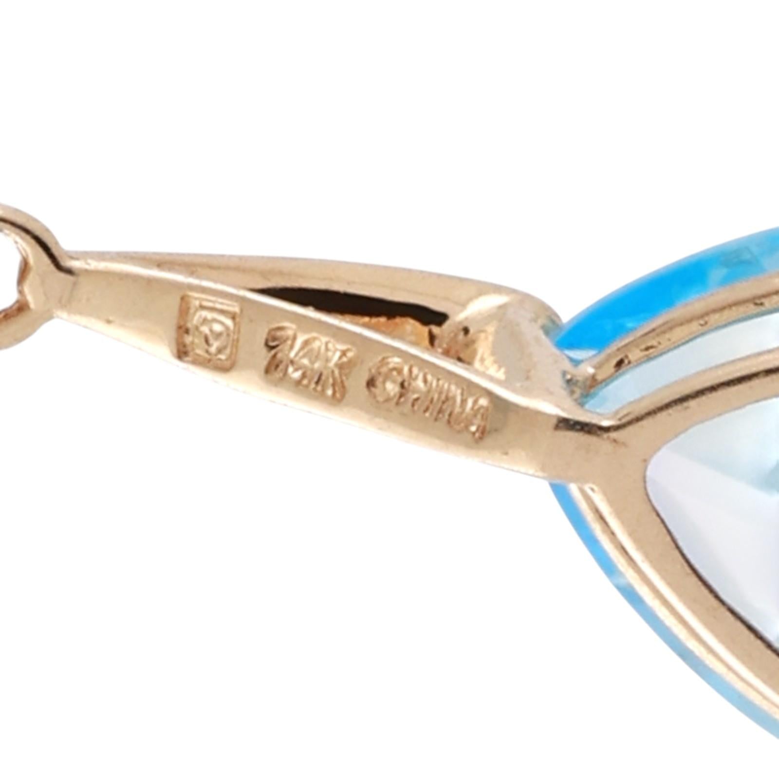 Pear Blue Topaz Drop Dangle Earrings 14K Yellow Gold 7.50 CTW Lever Backs 1.30”