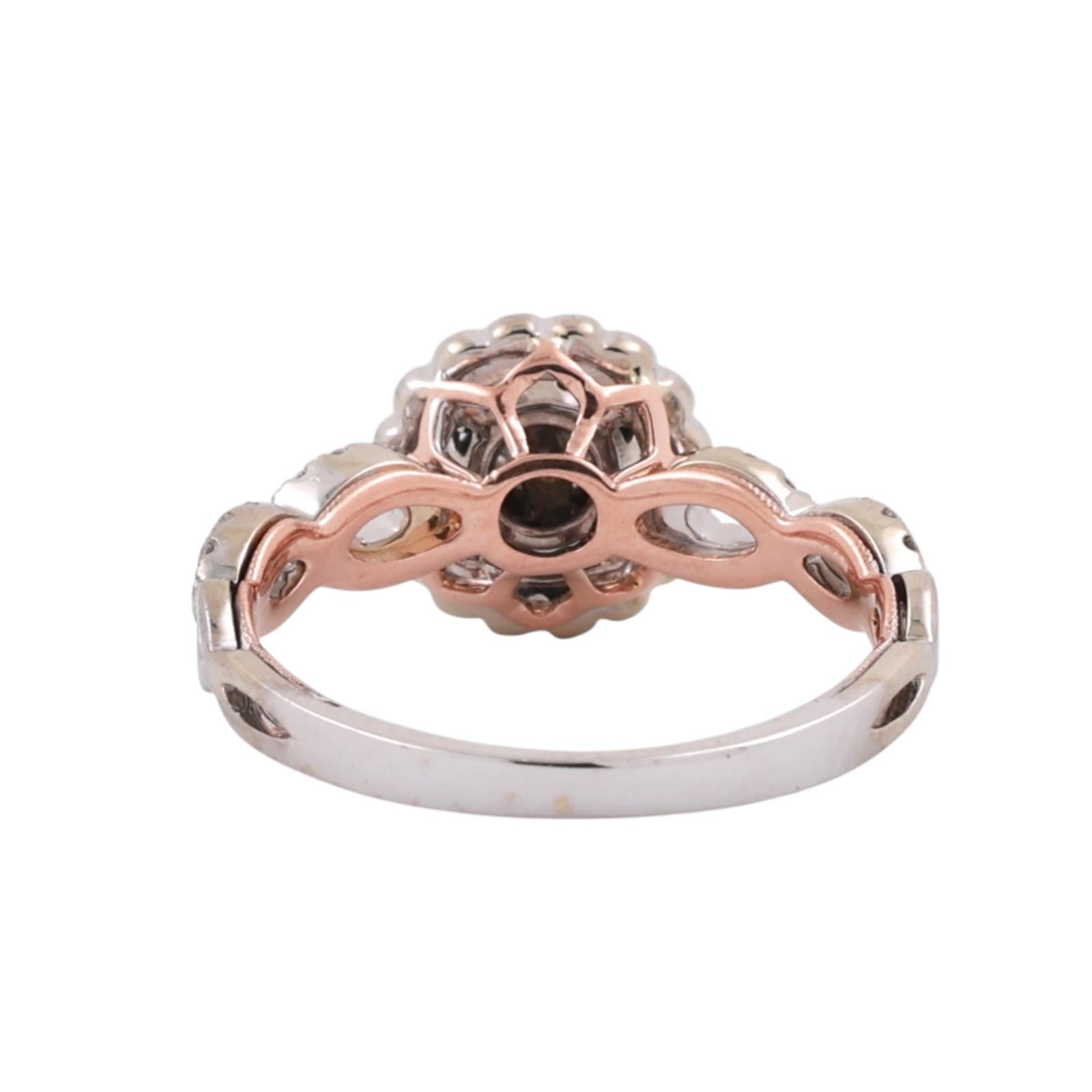Halo Diamond Engagement Ring 14K Gold 0.95 TW Round Diamonds Size 7.75