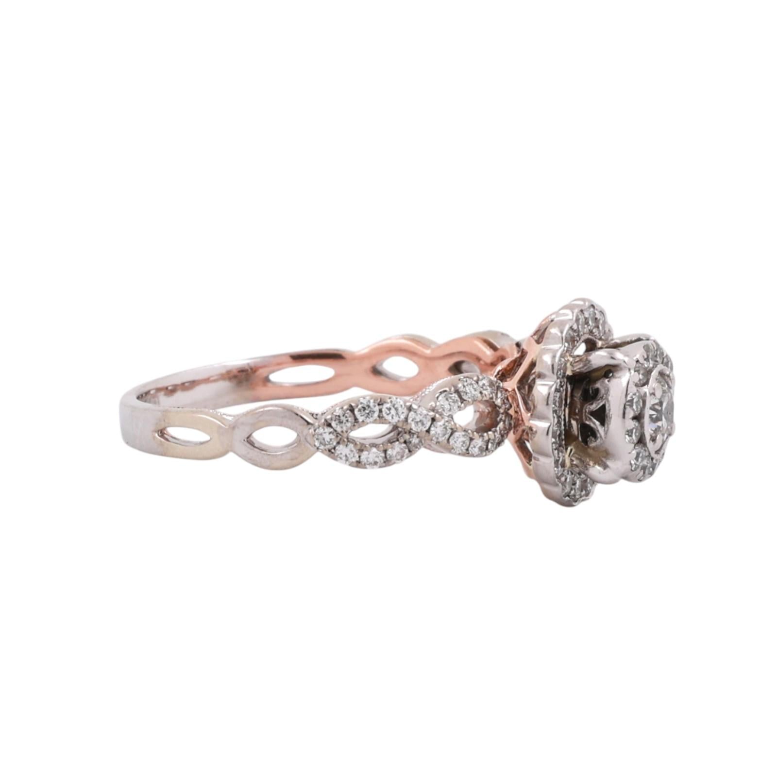 Halo Diamond Engagement Ring 14K Gold 0.95 TW Round Diamonds Size 7.75