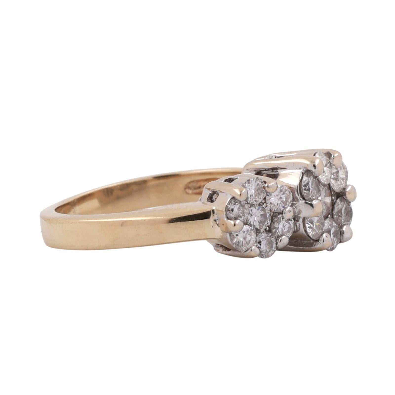 1.40 TW Cluster Diamond Flower Ring 14K Gold Size 5.75 Ladies Estate