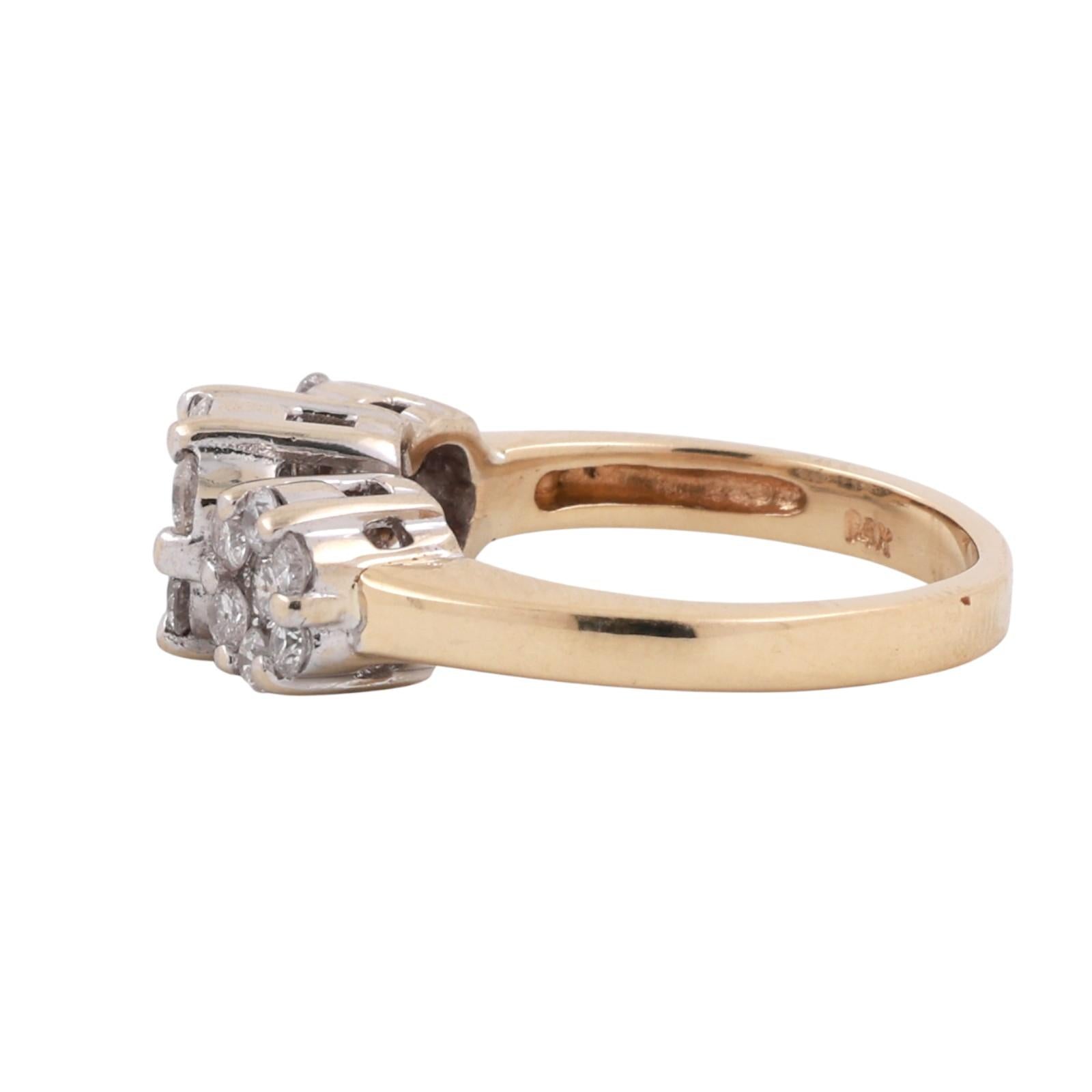 1.40 TW Cluster Diamond Flower Ring 14K Gold Size 5.75 Ladies Estate