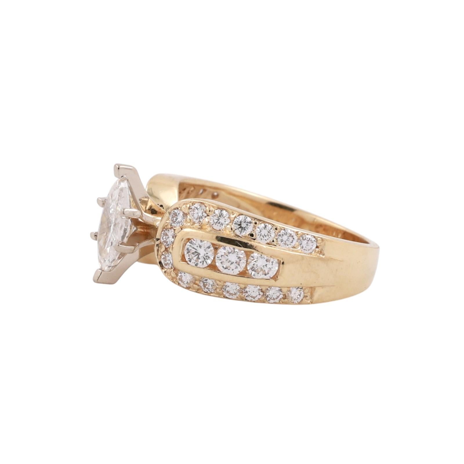 Marquise Cut Diamond Engagement Ring With Accents 1.75 TW 14K Gold Size 6