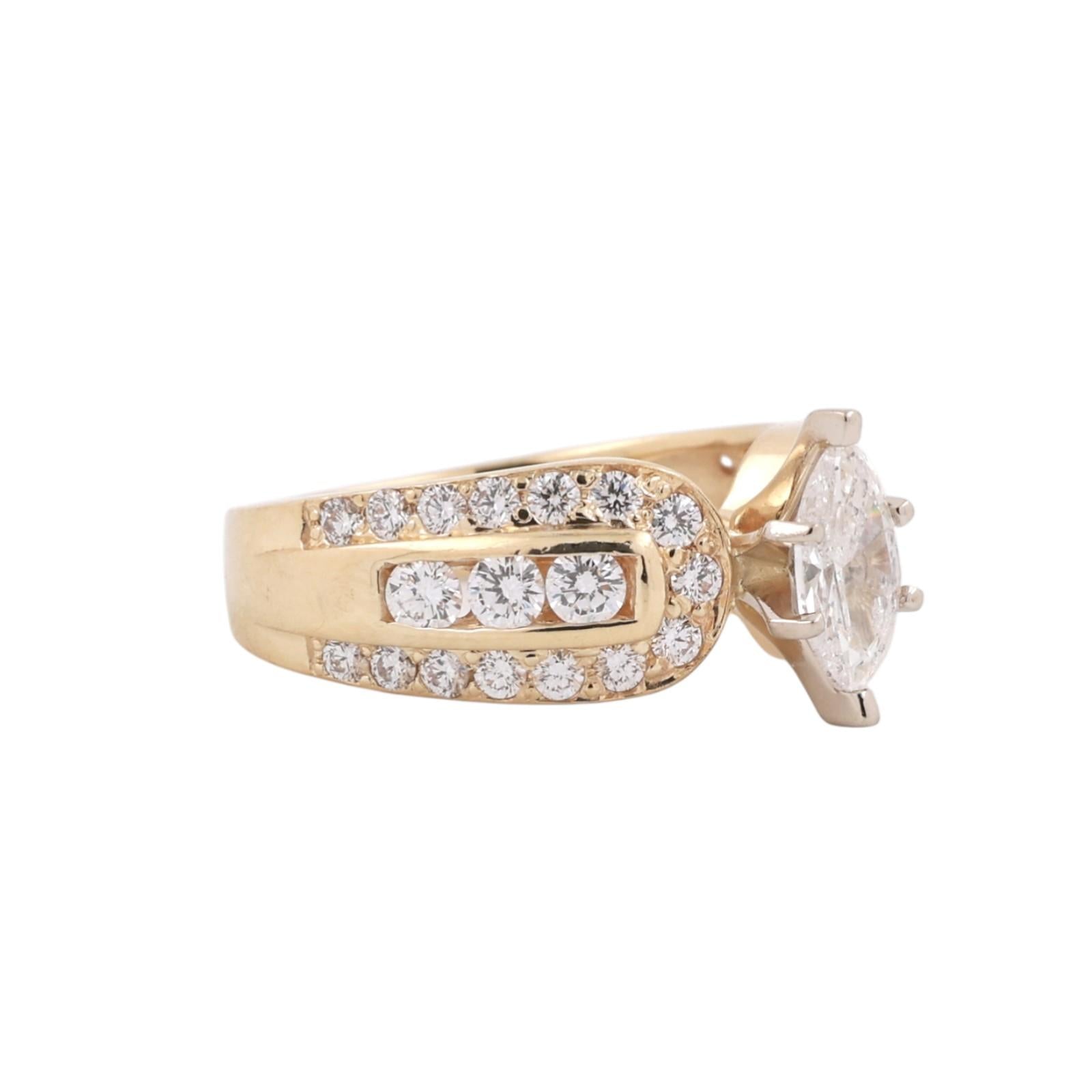 Marquise Cut Diamond Engagement Ring With Accents 1.75 TW 14K Gold Size 6