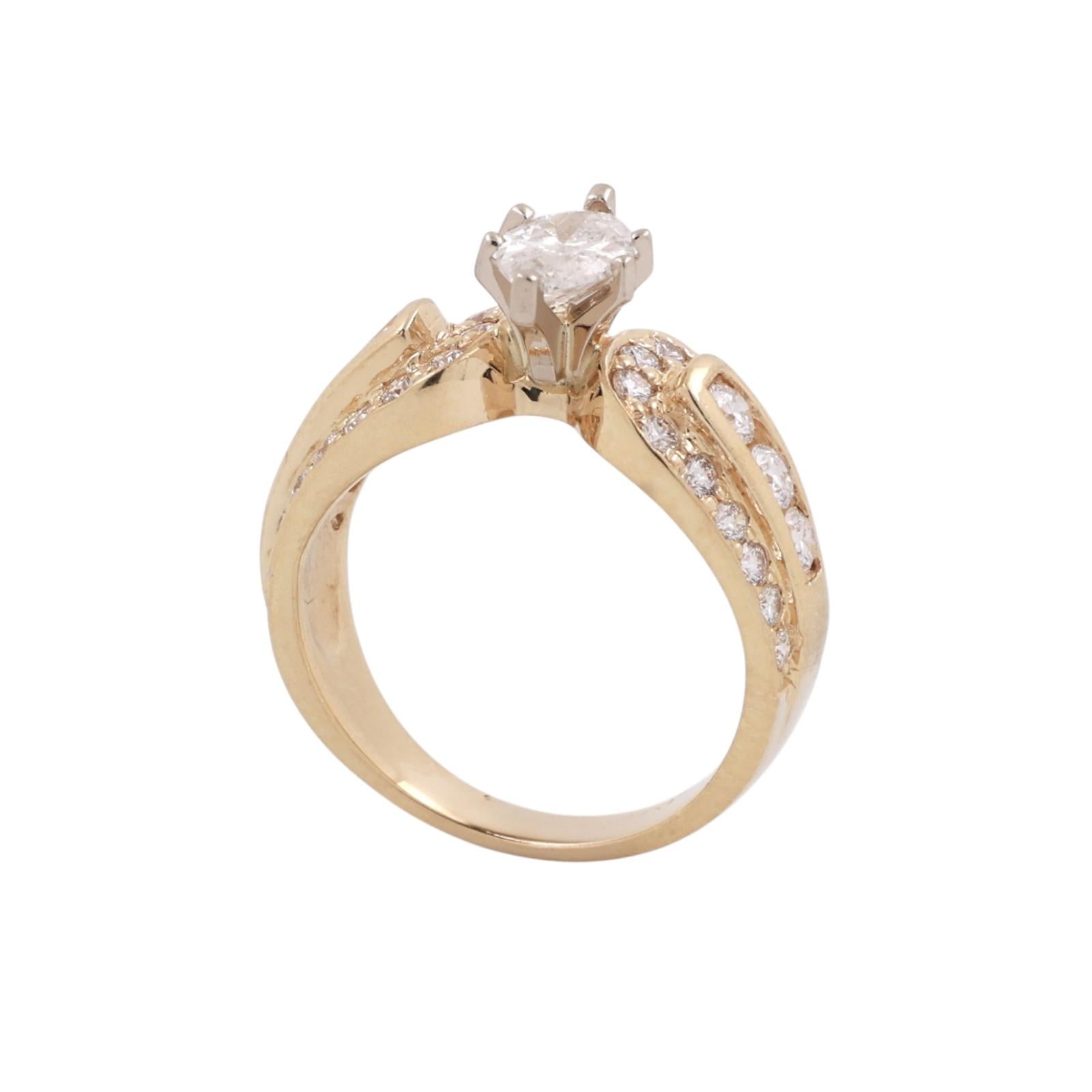 Marquise Cut Diamond Engagement Ring With Accents 1.75 TW 14K Gold Size 6