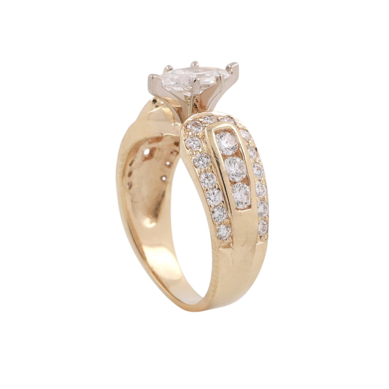 Marquise Cut Diamond Engagement Ring With Accents 1.75 TW 14K Gold Size 6