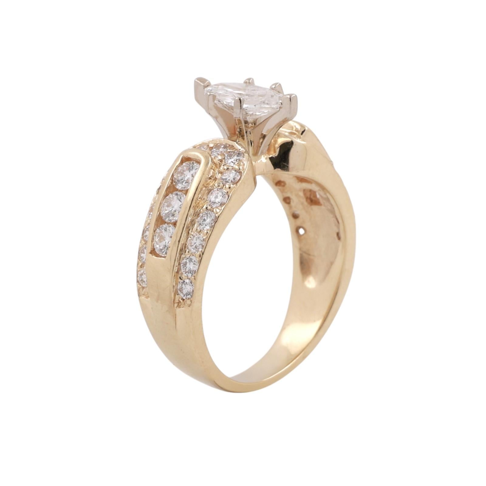 Marquise Cut Diamond Engagement Ring With Accents 1.75 TW 14K Gold Size 6
