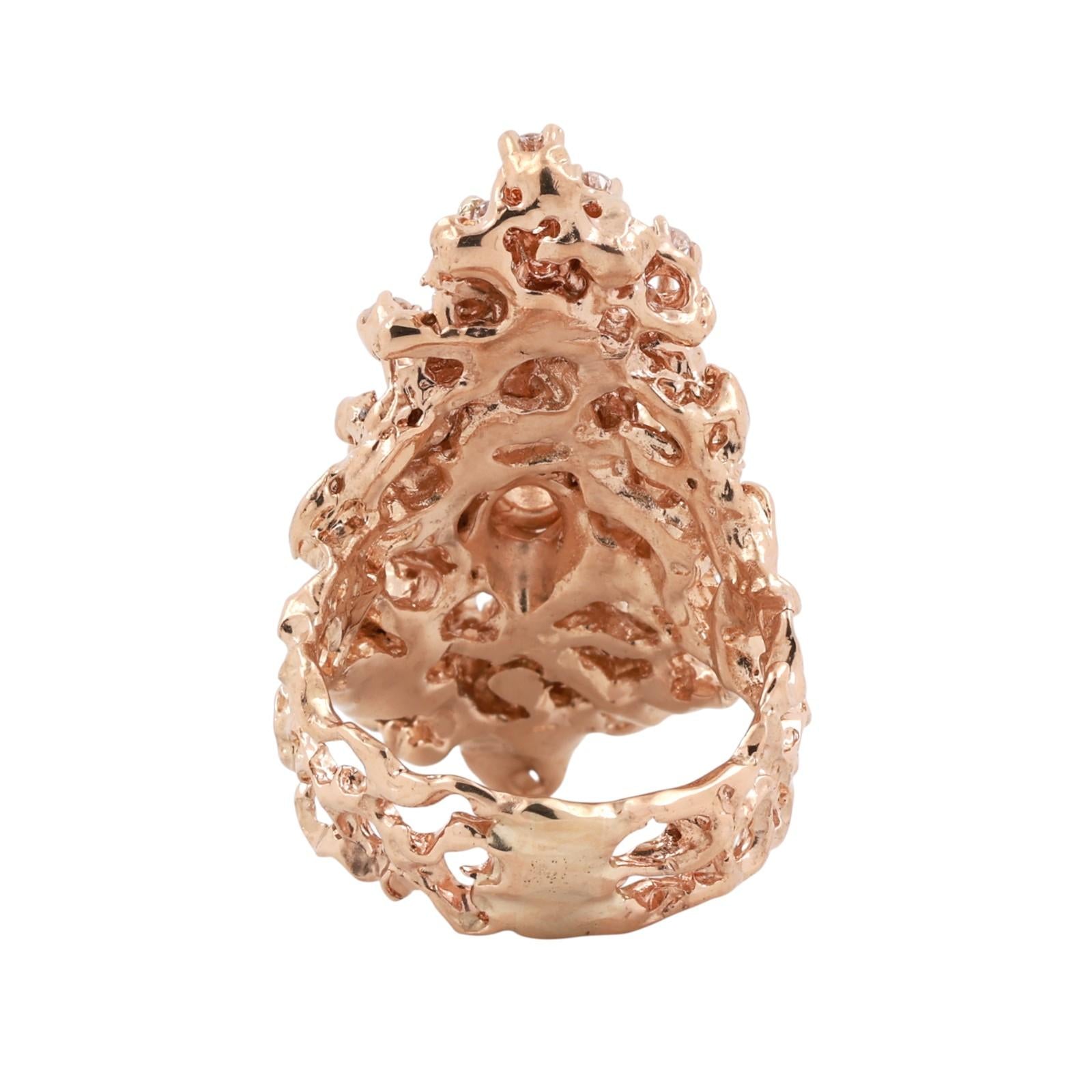 1.60 TW Diamond Brutalist Full Finger Ring Yellow Gold Size 7.75 Ladies Estate