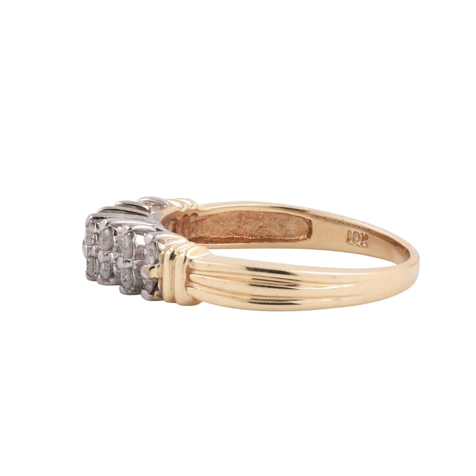 2-Row Diamond Band Ring 10K Gold 0.45 TW Round Diamonds Size 8.25 Estate