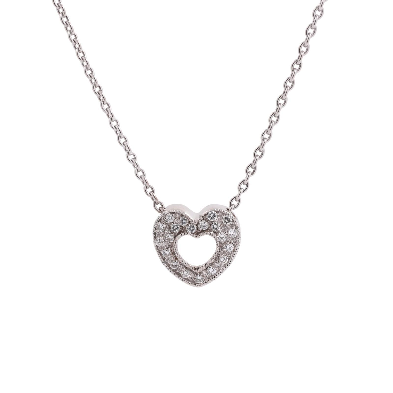 0.50 TW Diamond Open Heart Pendant Cable Chain Necklace 14K-18K White Gold 18"