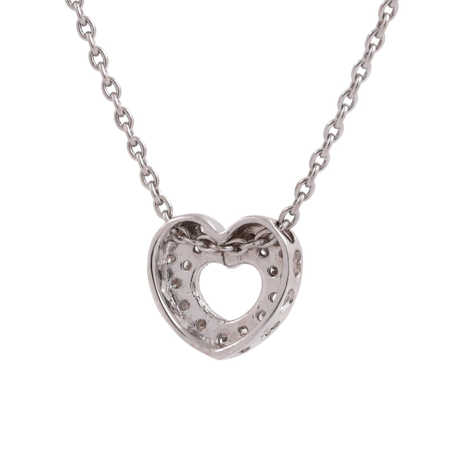 0.50 TW Diamond Open Heart Pendant Cable Chain Necklace 14K-18K White Gold 18"