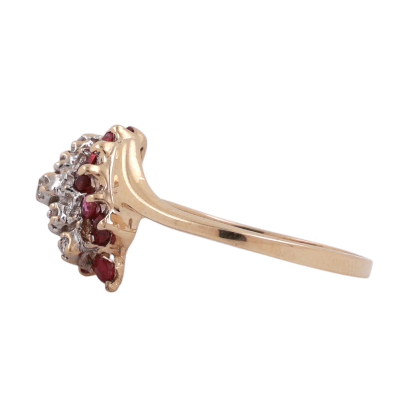 Ruby Diamond Cocktail Ring 10K Gold 0.58 CTW Size 6 Ladies Estate