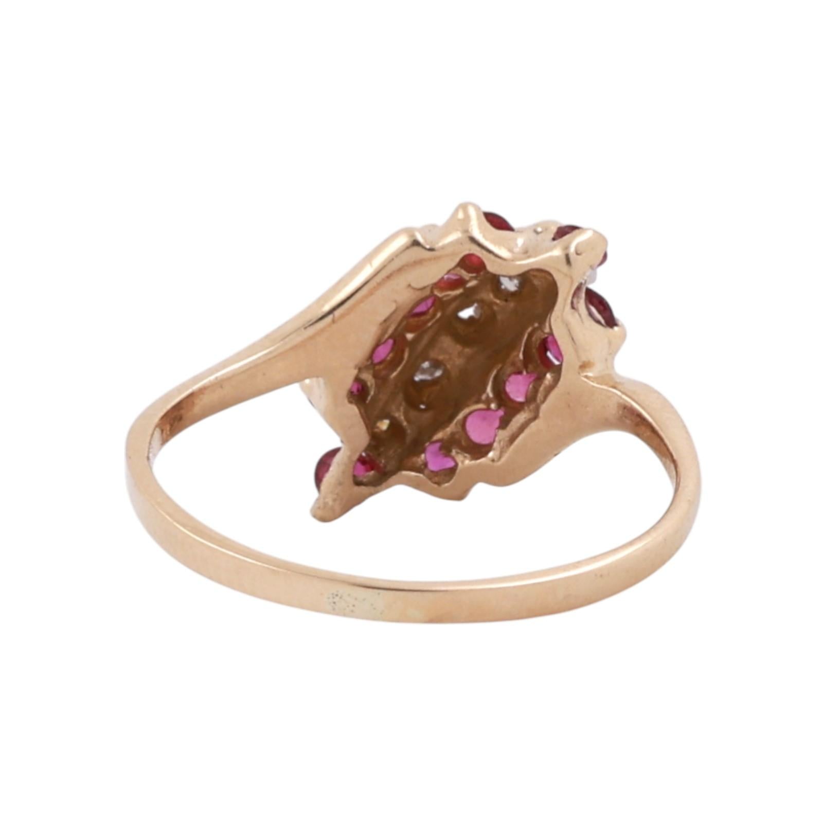 Ruby Diamond Cocktail Ring 10K Gold 0.58 CTW Size 6 Ladies Estate