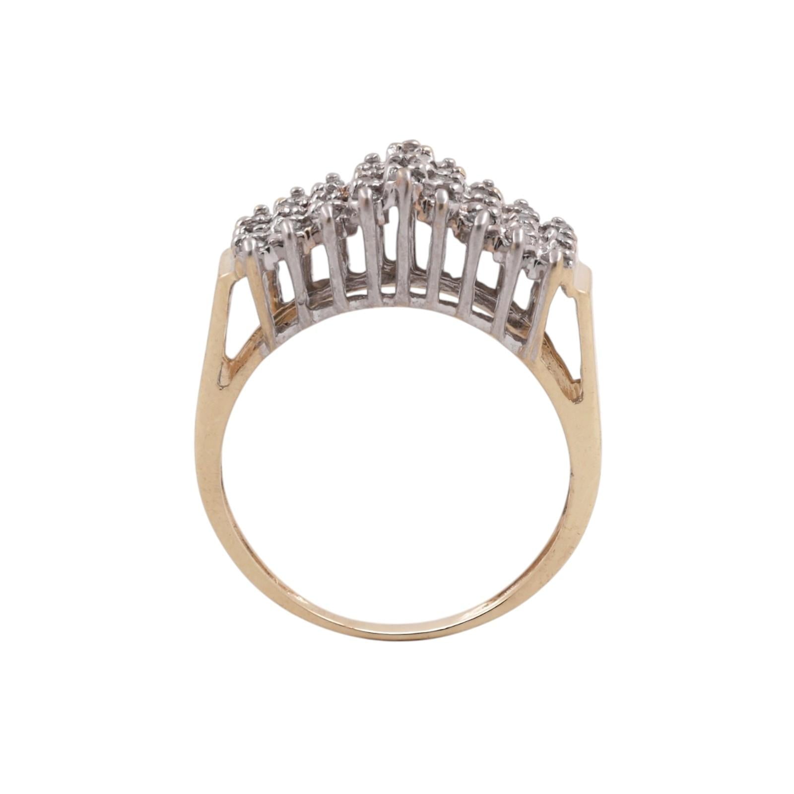 4-Row Diamond Dome Ring 10K Gold 0.50 TW Round Diamonds Size 7.75 Estate