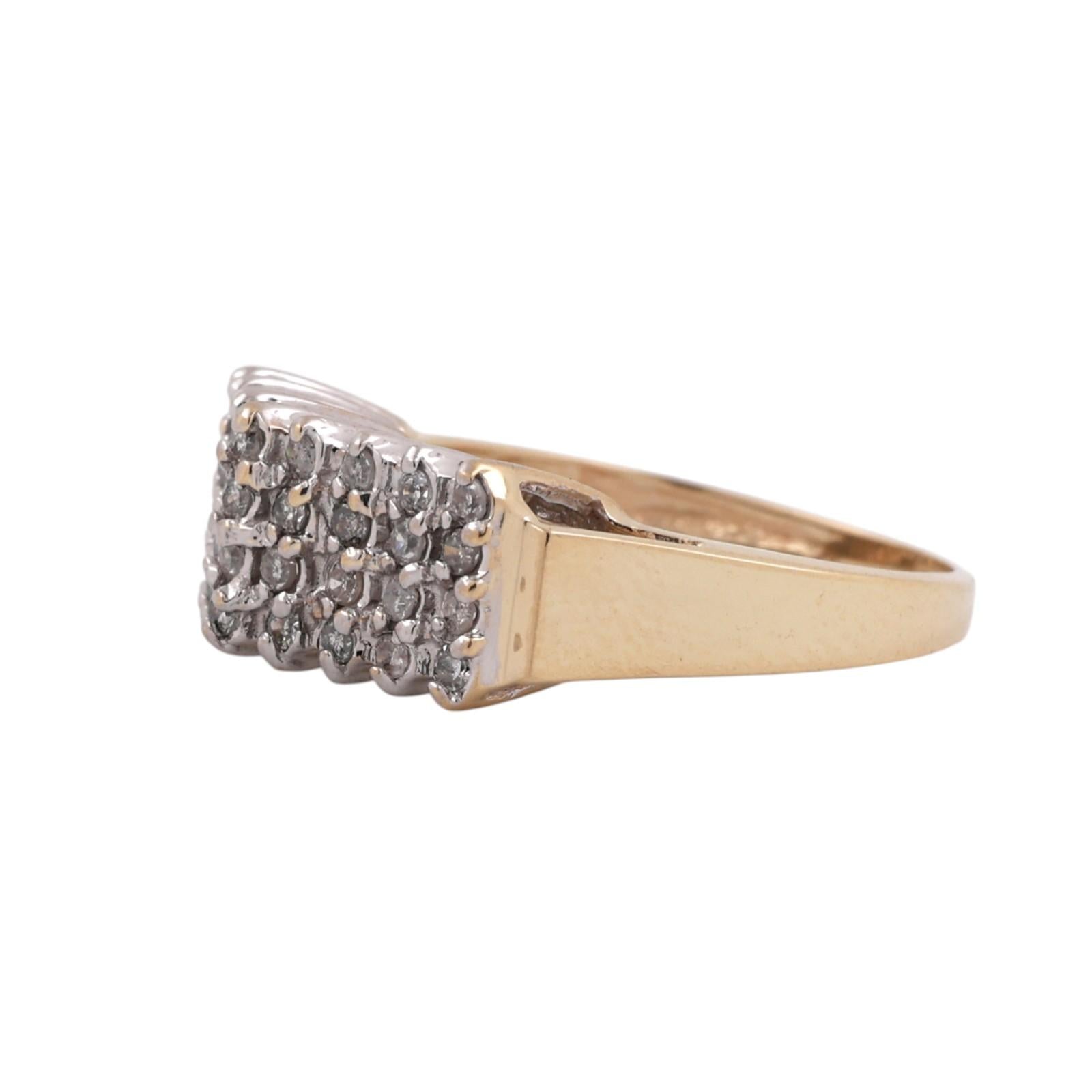 4-Row Diamond Dome Ring 10K Gold 0.50 TW Round Diamonds Size 7.75 Estate