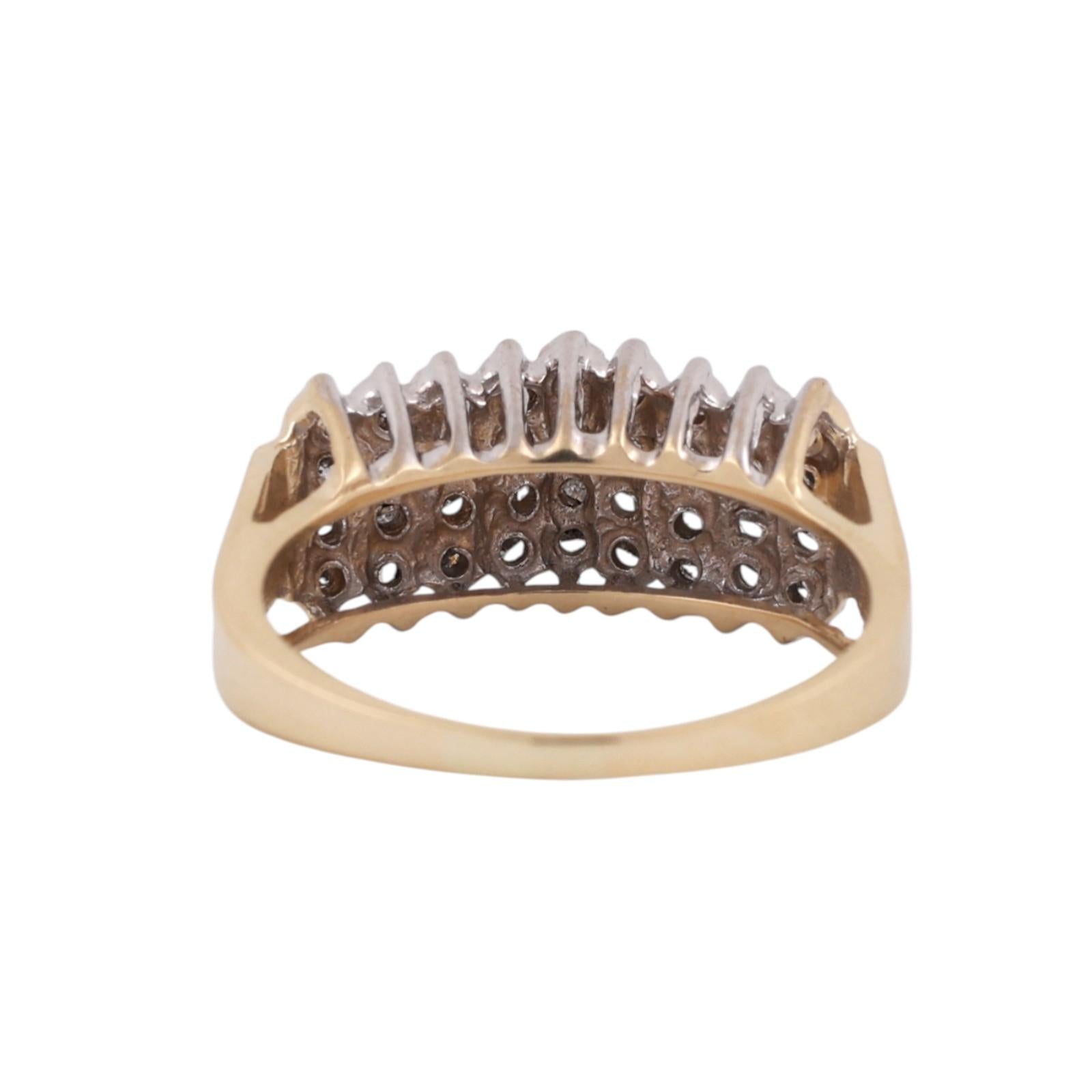 4-Row Diamond Dome Ring 10K Gold 0.50 TW Round Diamonds Size 7.75 Estate