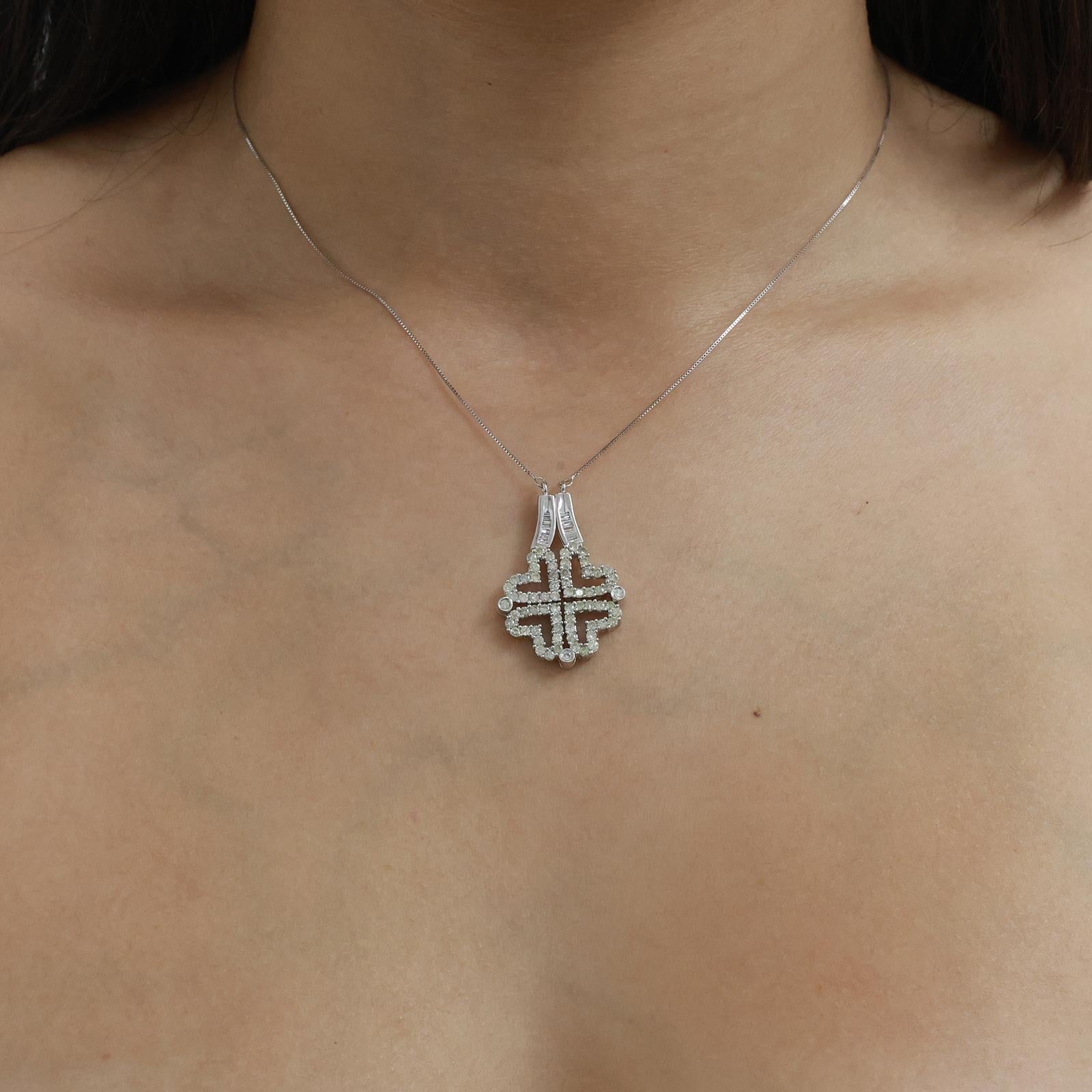 Diamond Clover Hearts Necklace 14K White Gold 1.75 TW 16.25"-19" Ladies Estate