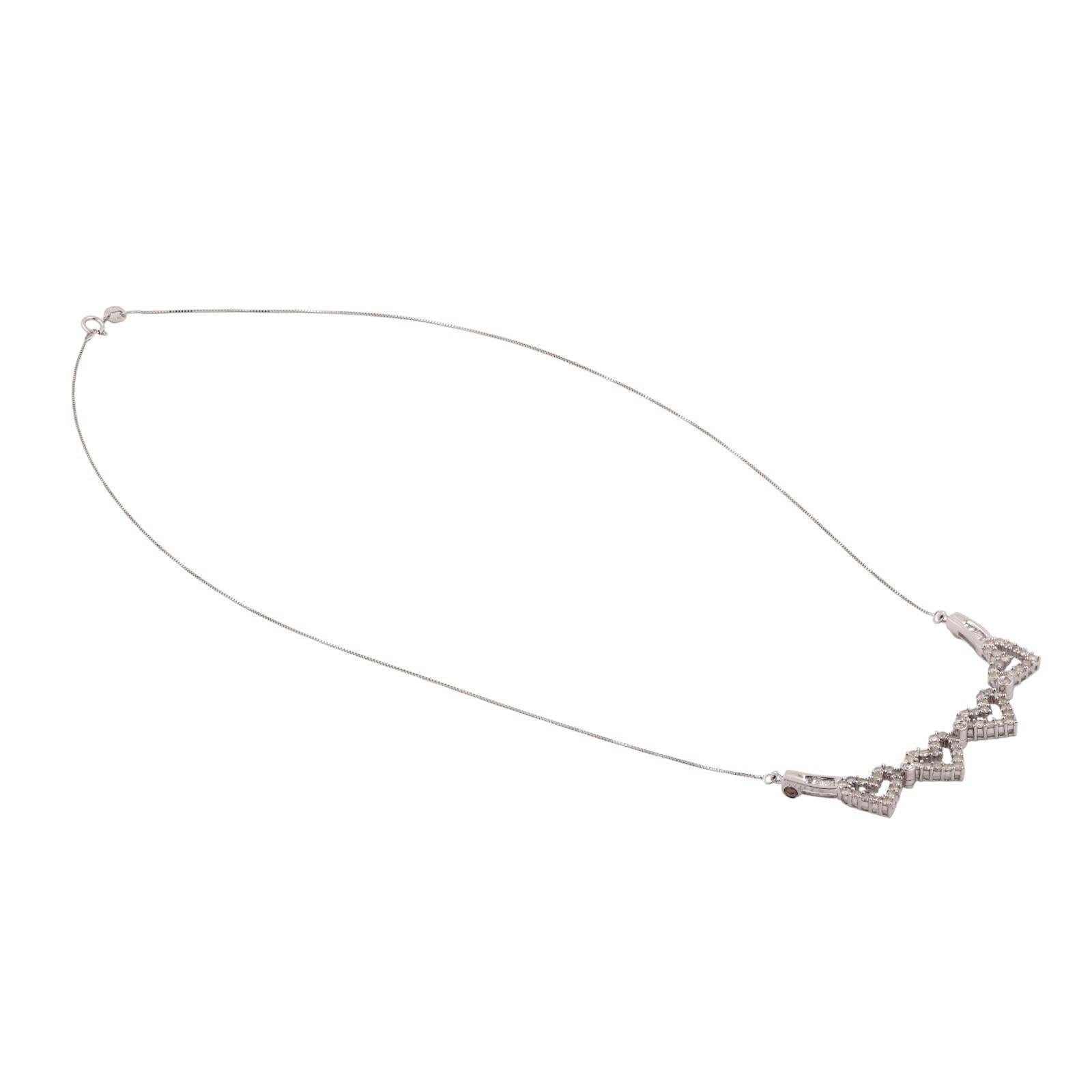 Diamond Clover Hearts Necklace 14K White Gold 1.75 TW 16.25"-19" Ladies Estate