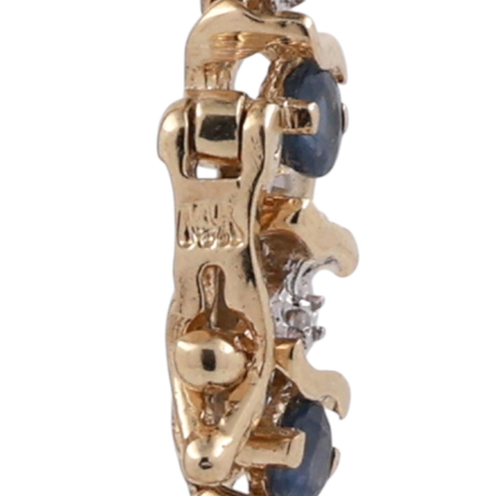 Sapphire Diamond S Link Tennis Bracelet 14K Yellow Gold 3.25 CTW 7" Ladies