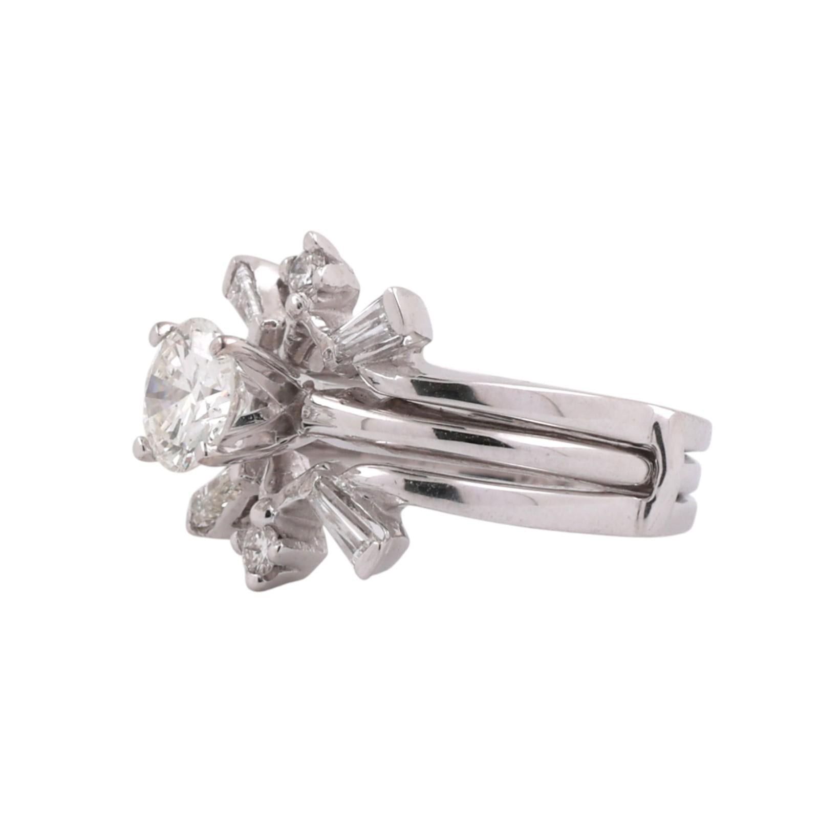 Solitaire Diamond Engagement Ring With Jacket White Gold 1.05 TW Size 5 Estate