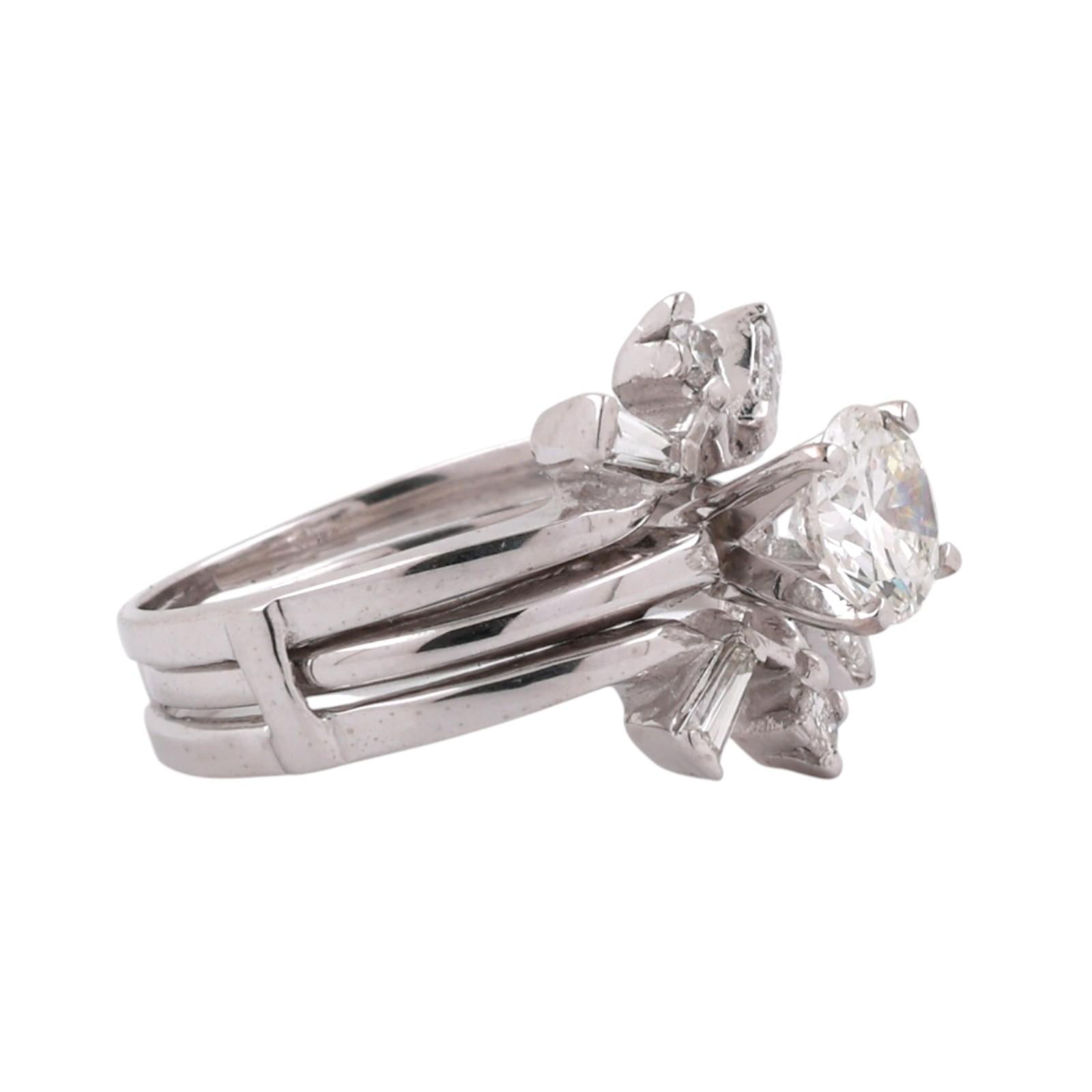 Solitaire Diamond Engagement Ring With Jacket White Gold 1.05 TW Size 5 Estate