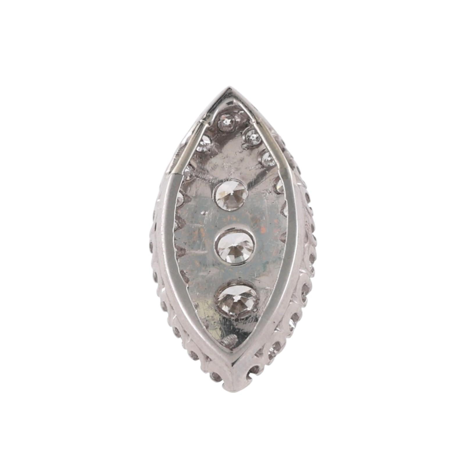 Platinum Art Deco Diamond Marquise Shaped Halo Pendant 1.15 TW 0.90" Estate