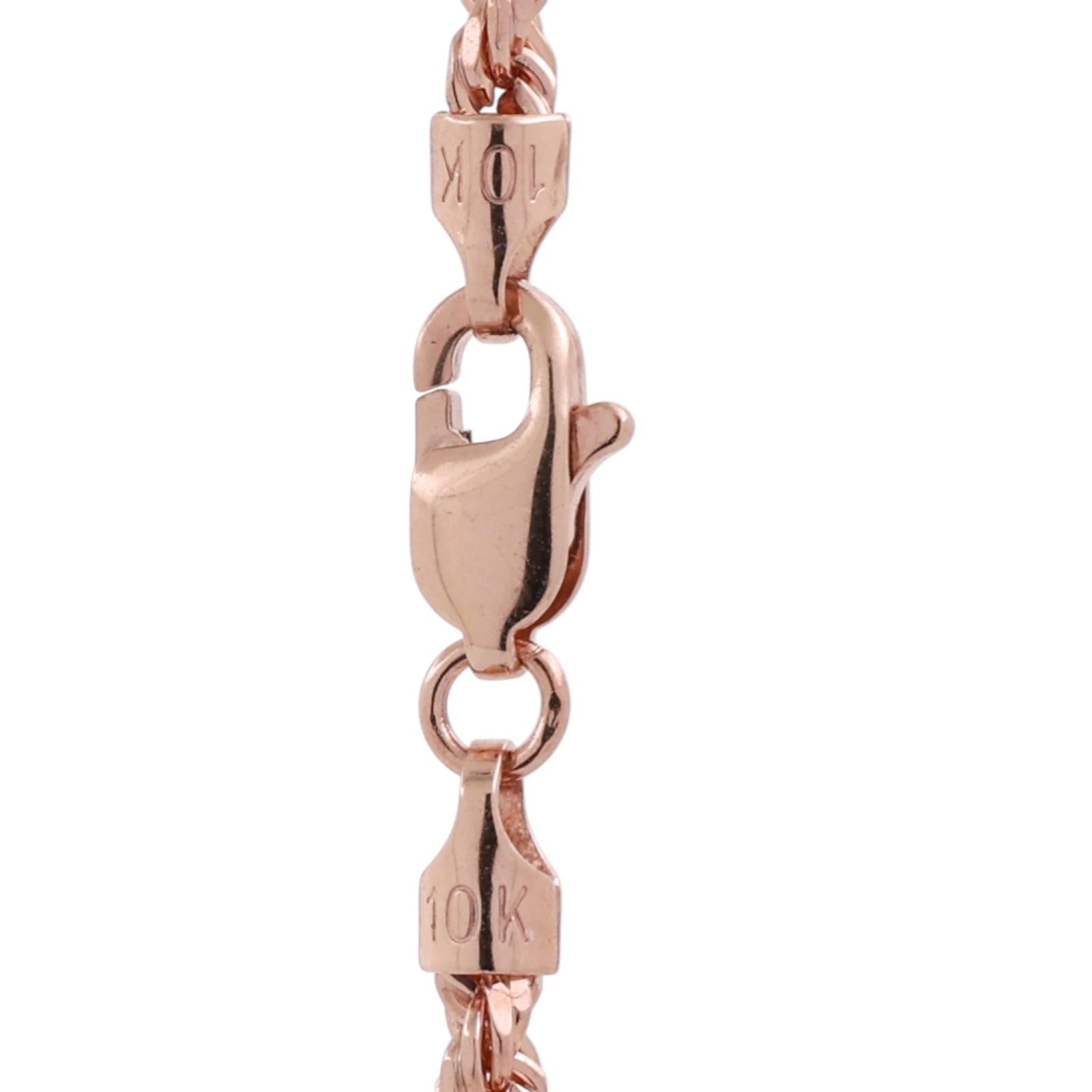 10K Rose Gold 1.00CTW Diamond Initial R Pendant 22" Rope Chain