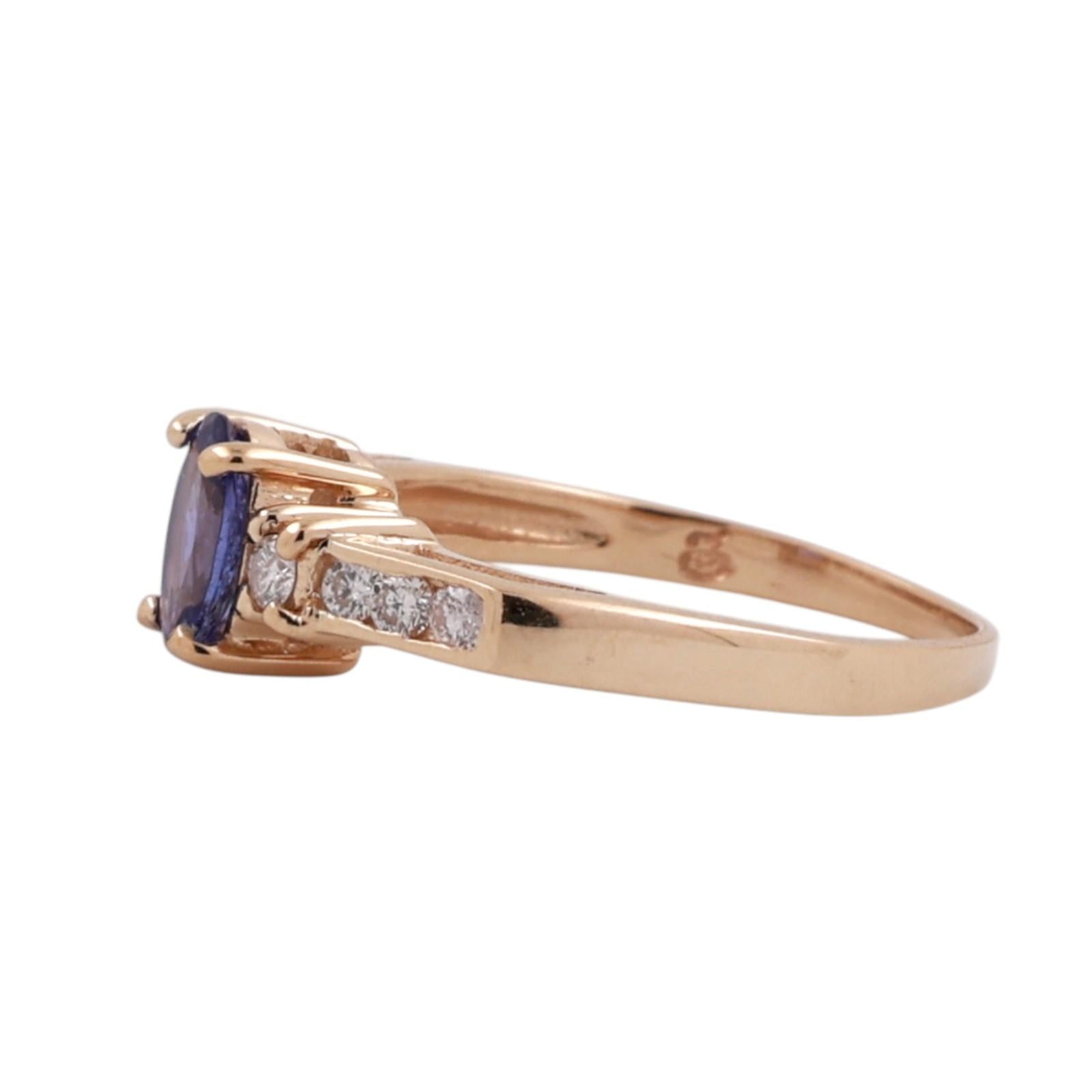 Tanzanite Diamond Cocktail Ring 14K Yellow Gold 0.75 CTW Size 6 Ladies Estate