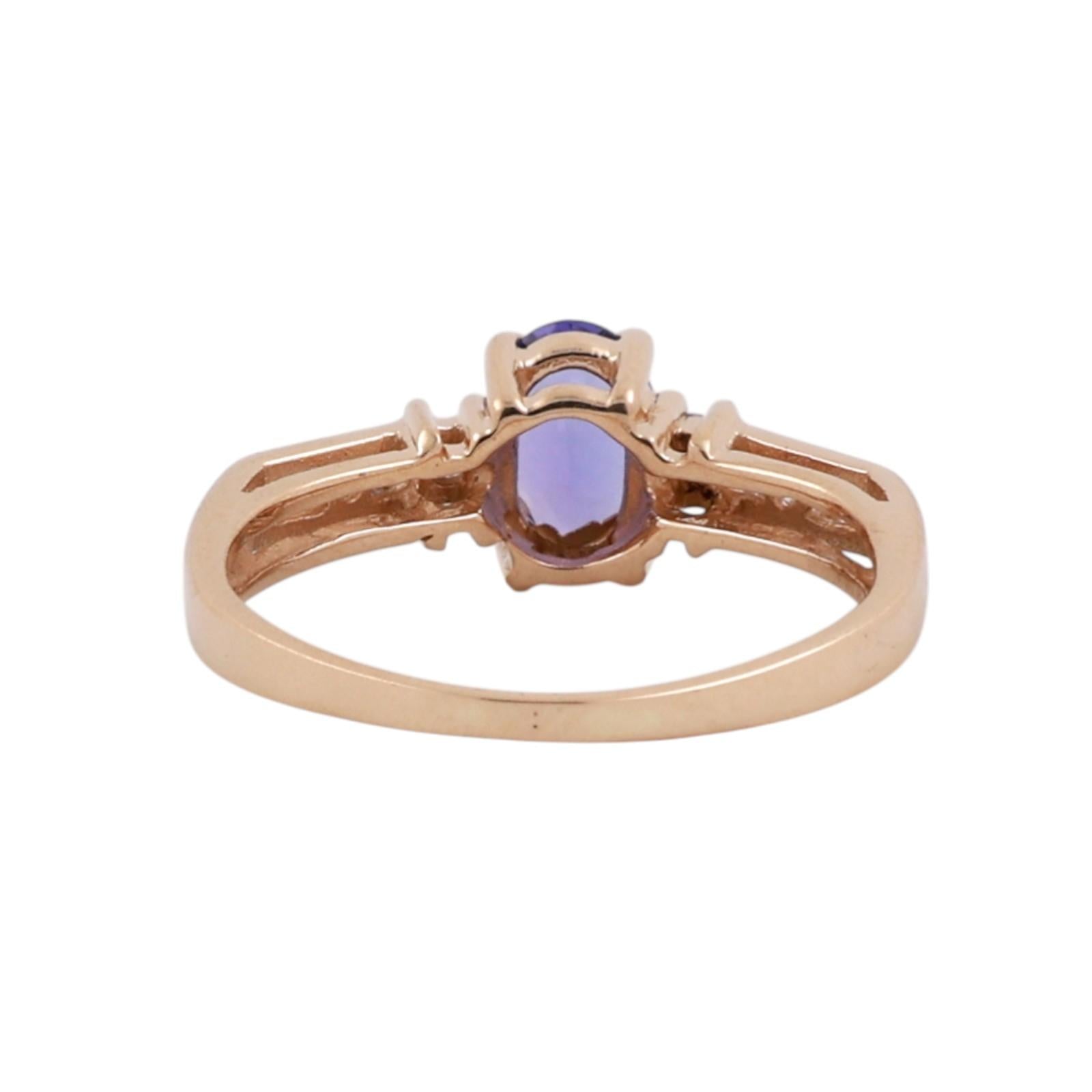 Tanzanite Diamond Cocktail Ring 14K Yellow Gold 0.75 CTW Size 6 Ladies Estate