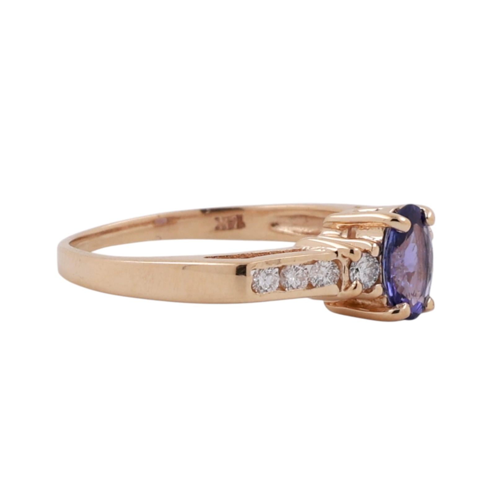Tanzanite Diamond Cocktail Ring 14K Yellow Gold 0.75 CTW Size 6 Ladies Estate