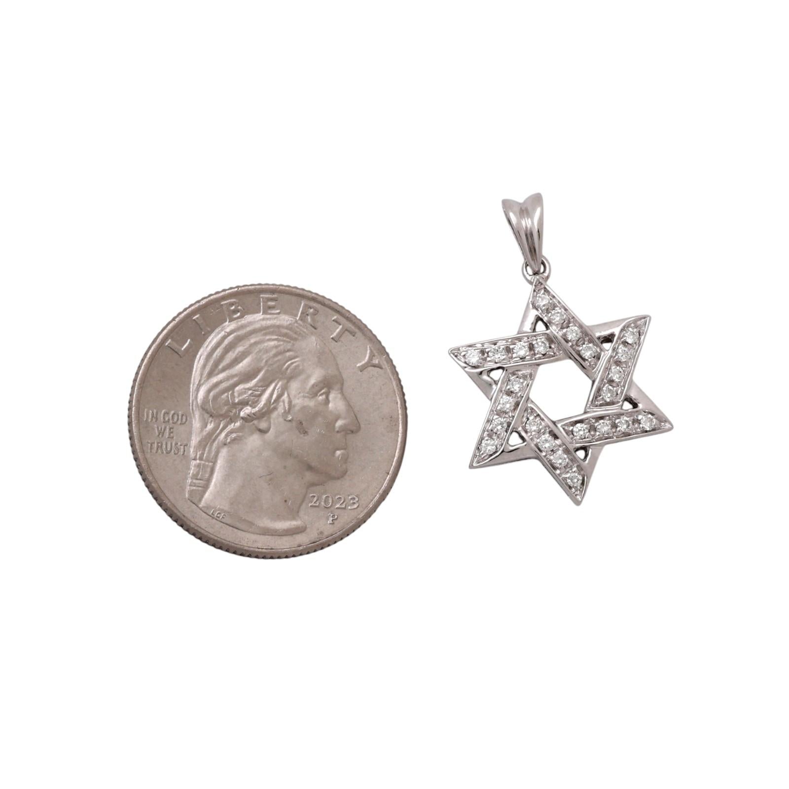 18K White Gold Diamond Star of David Pendant 0.50 CTW F-G VS-SI 1.05”