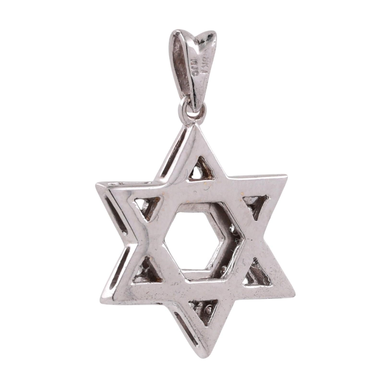 18K White Gold Diamond Star of David Pendant 0.50 CTW F-G VS-SI 1.05”