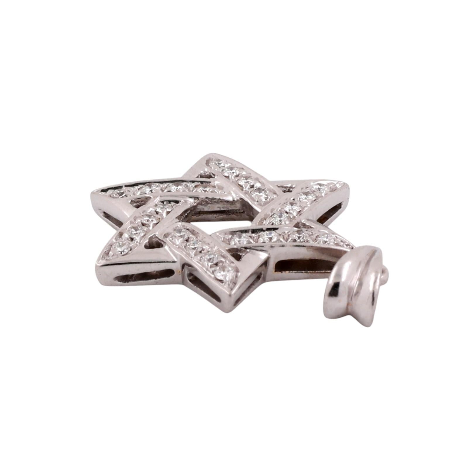 18K White Gold Diamond Star of David Pendant 0.50 CTW F-G VS-SI 1.05”