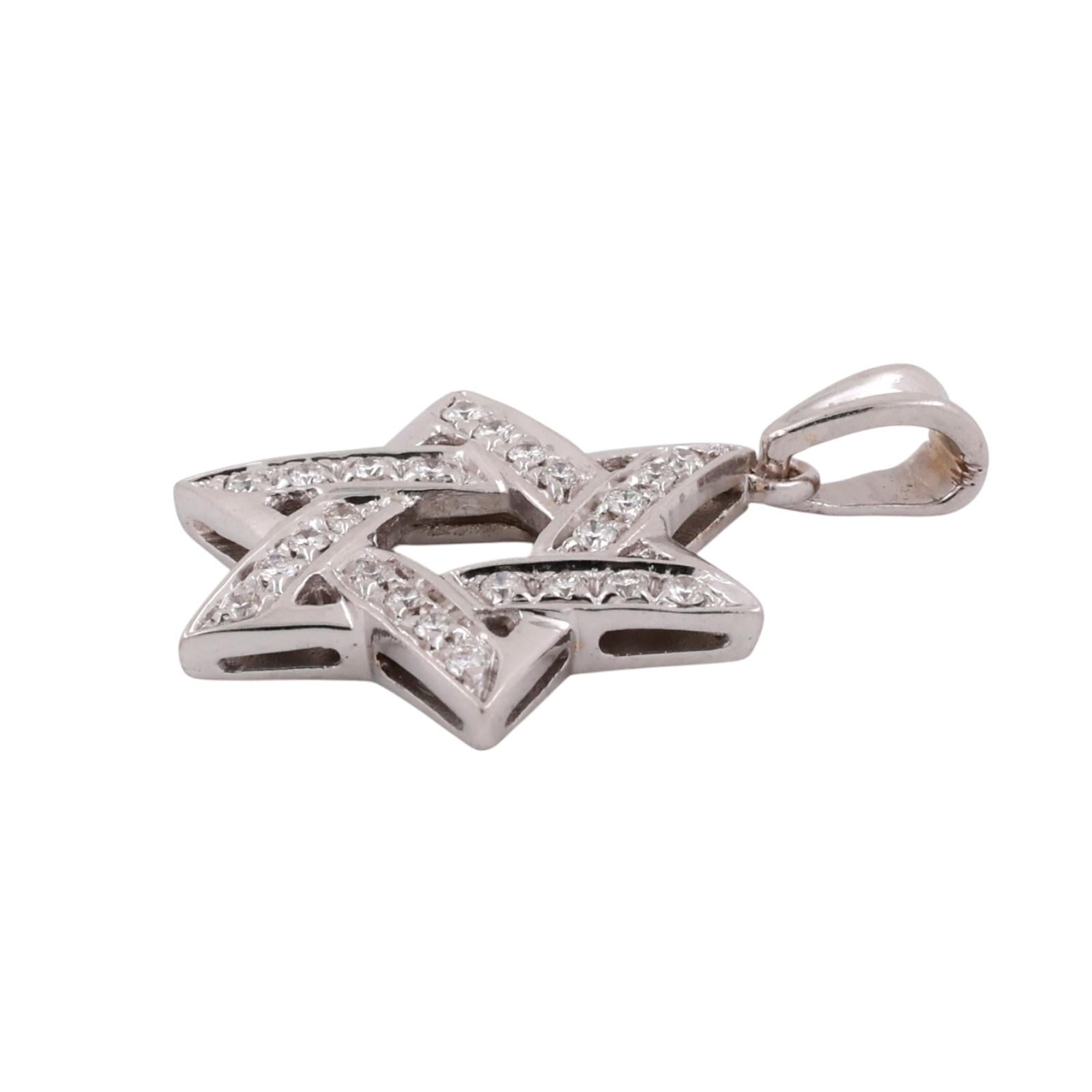 18K White Gold Diamond Star of David Pendant 0.50 CTW F-G VS-SI 1.05”