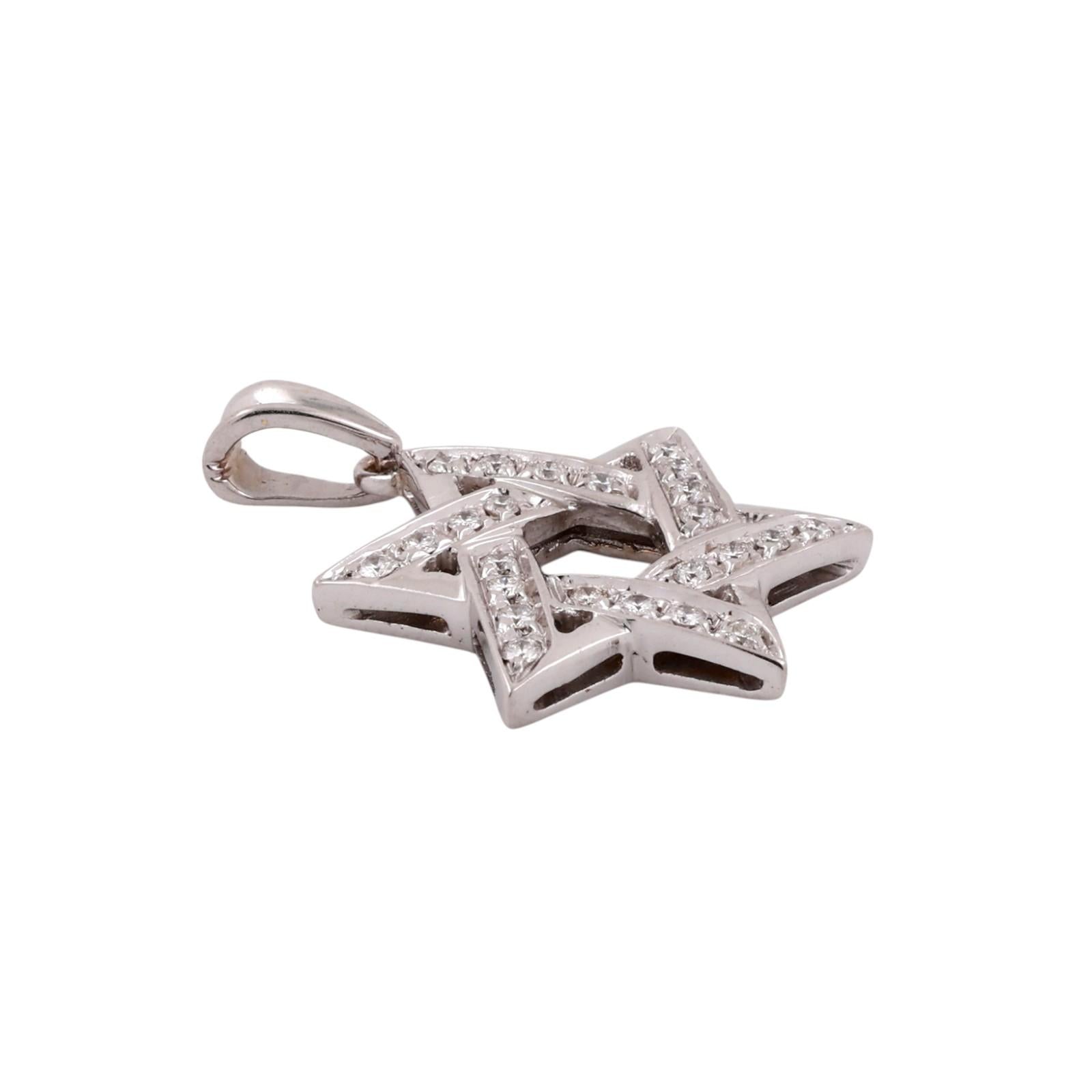 18K White Gold Diamond Star of David Pendant 0.50 CTW F-G VS-SI 1.05”