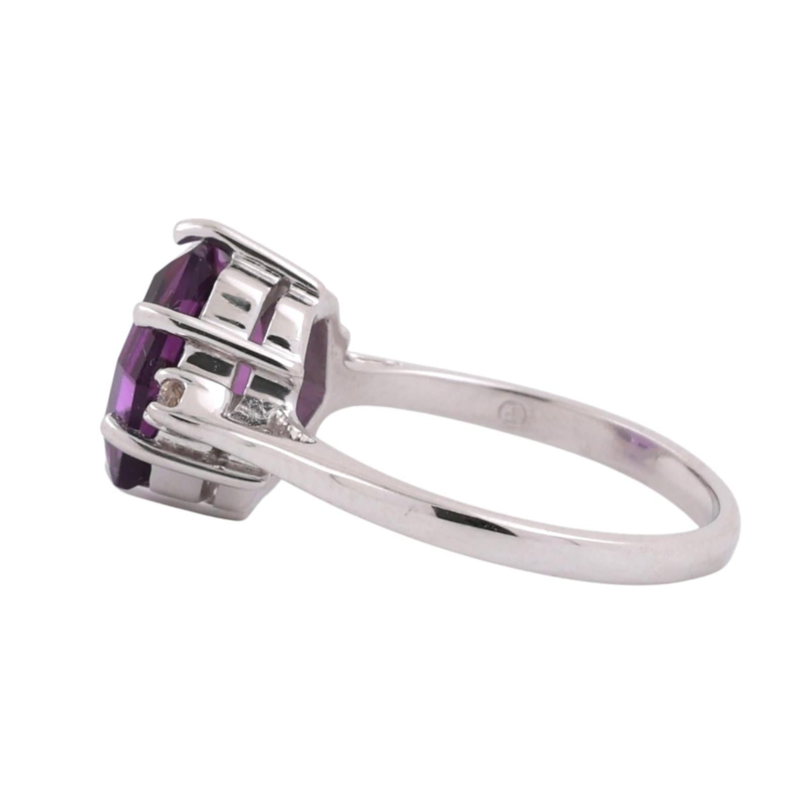 Vintage Alexandrite Diamond Cocktail Ring 10K White Gold Lab Grown Gem Size 6