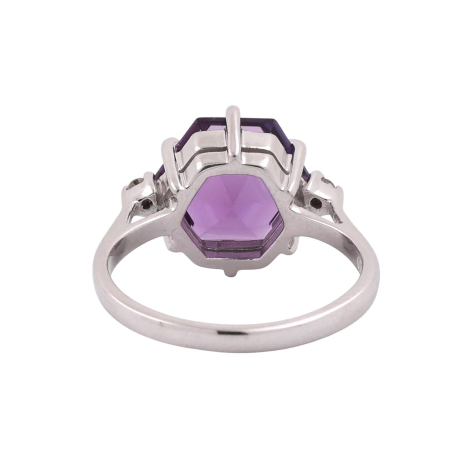 Vintage Alexandrite Diamond Cocktail Ring 10K White Gold Lab Grown Gem Size 6